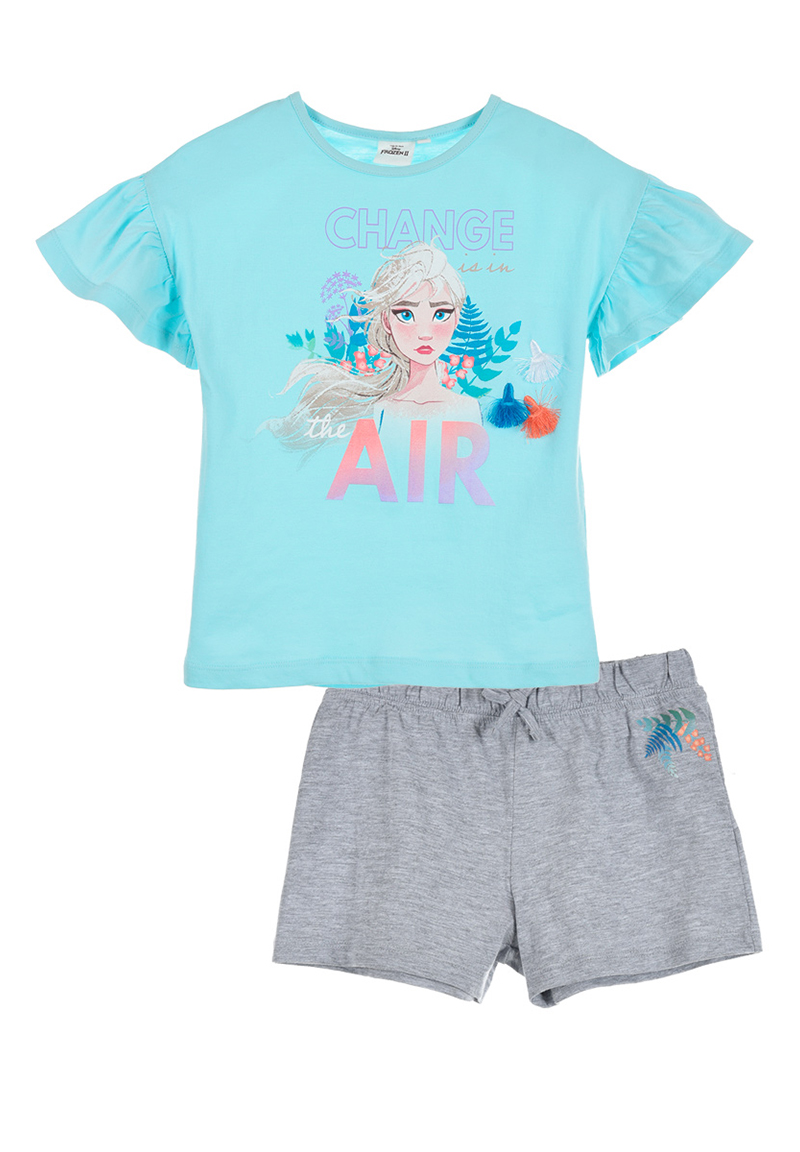 Frozen - Die Eiskönigin Elsa Mädchen T-Shirt und Short kurze Hose Kinder Sommer-Set 