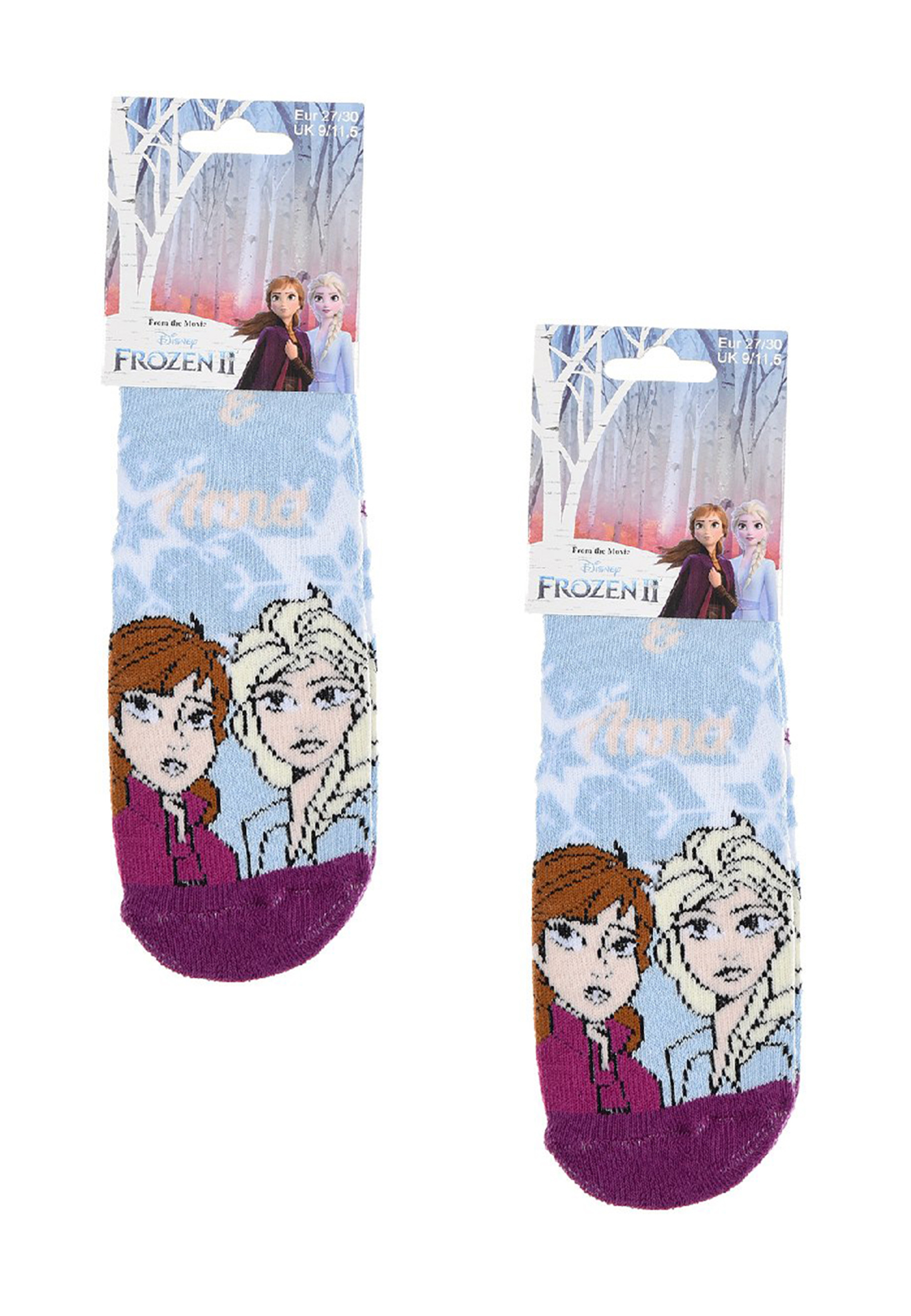 Frozen - Die Eiskönigin Kinder Mädchen Socken 2 Paar Gumminoppen Stopper-Socken Strümpfe Blau Paket
