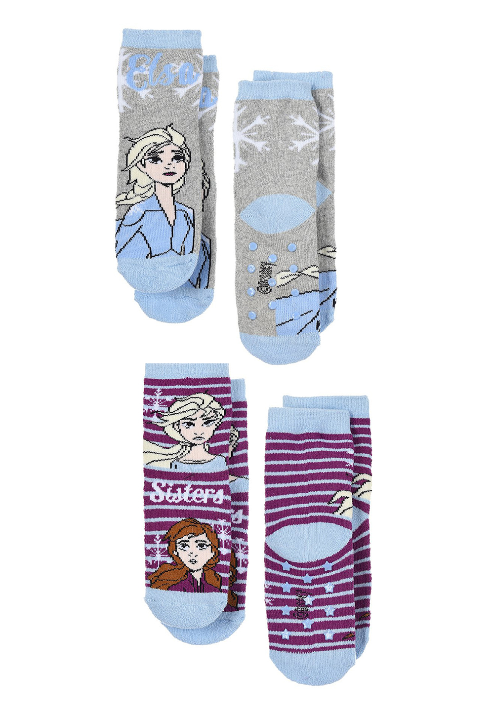 Frozen - Die Eiskönigin Kinder Mädchen Socken 2 Paar Gumminoppen Stopper-Socken Strümpfe Paket Set