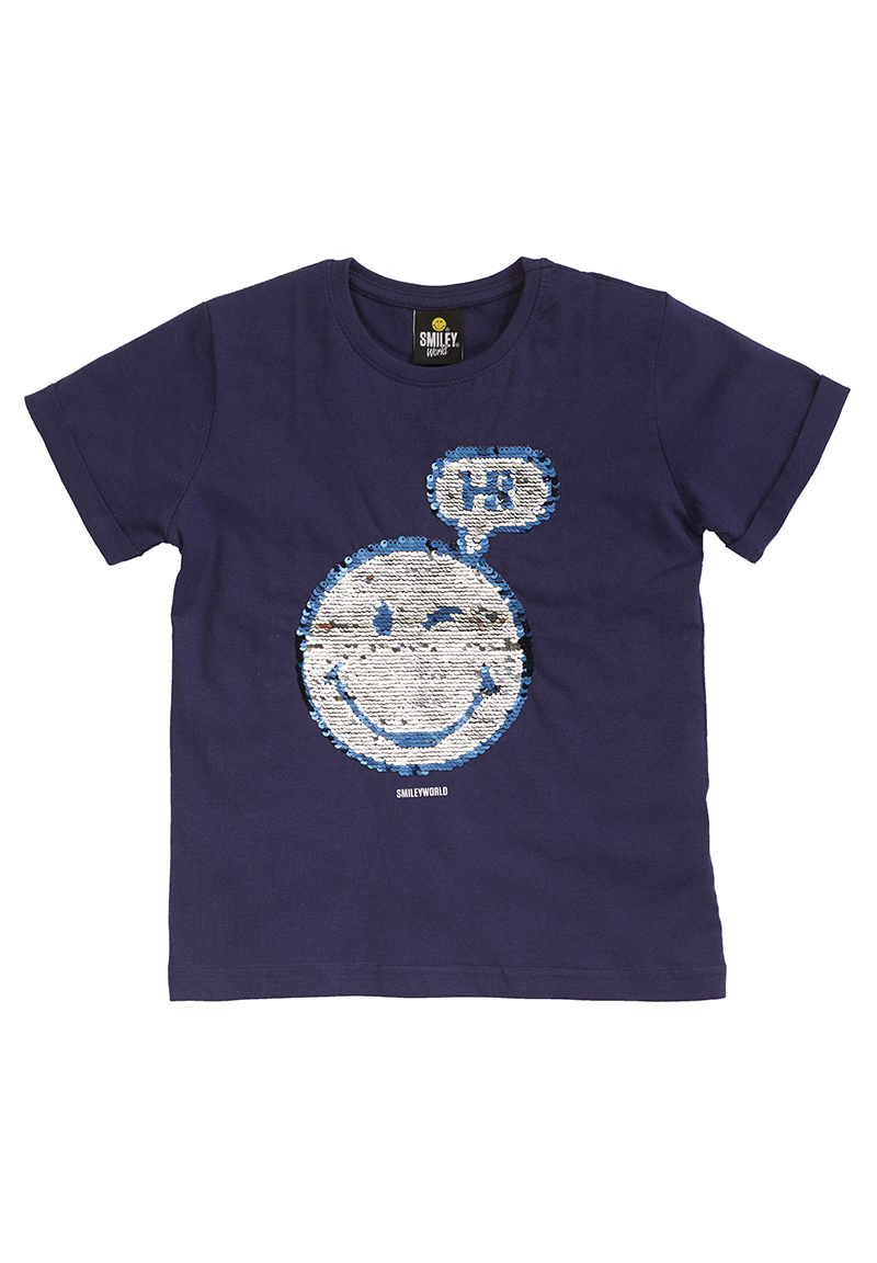 Smiley World T-Shirt Kinder Oberteil Wende Pailletten besetzt kurzarm Mädchen Jungen