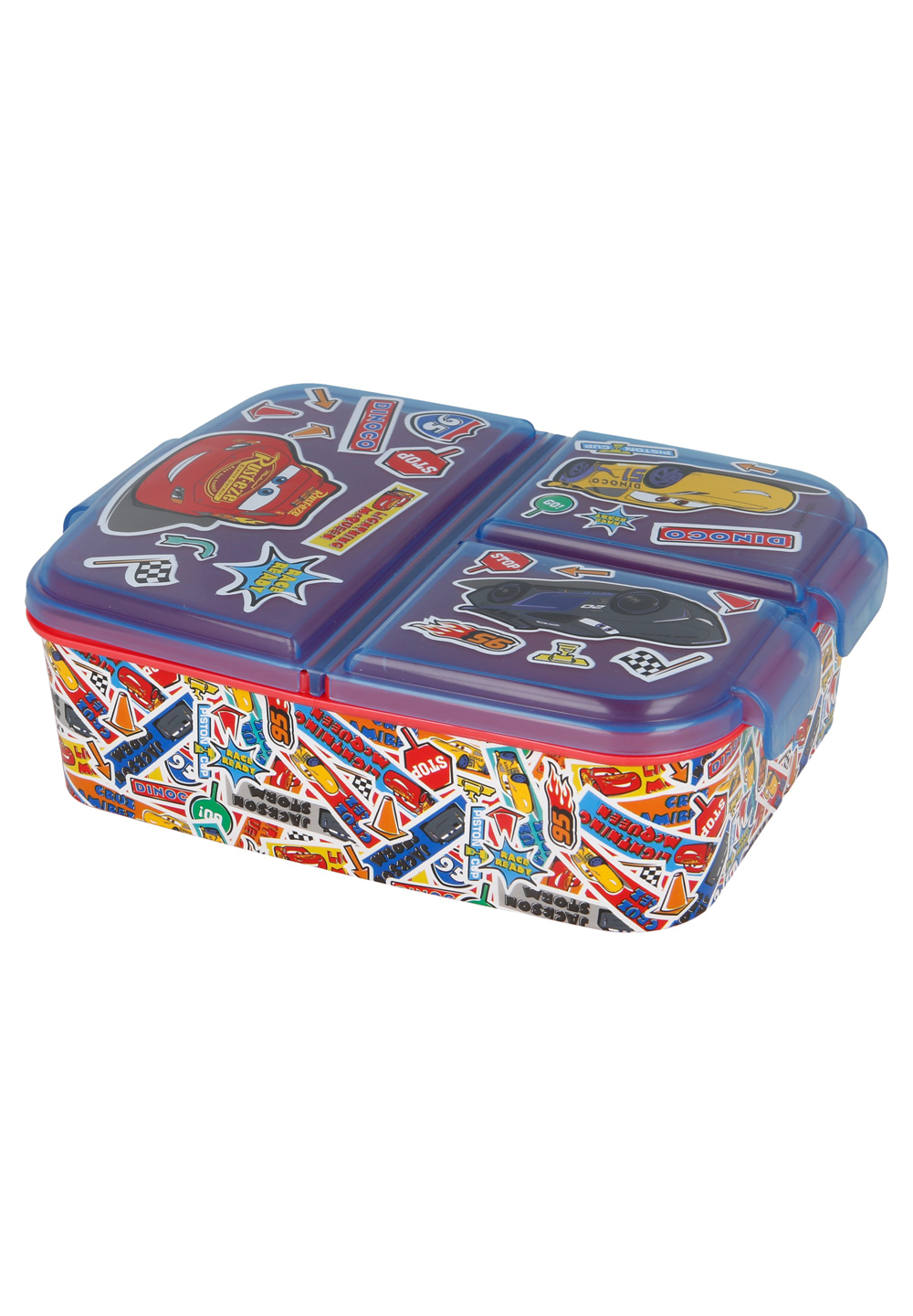 Cars Stickers Kinder Premium Brotdose Lunchbox Frühstücks-Box Vesper-Dose mit 3 Fächern