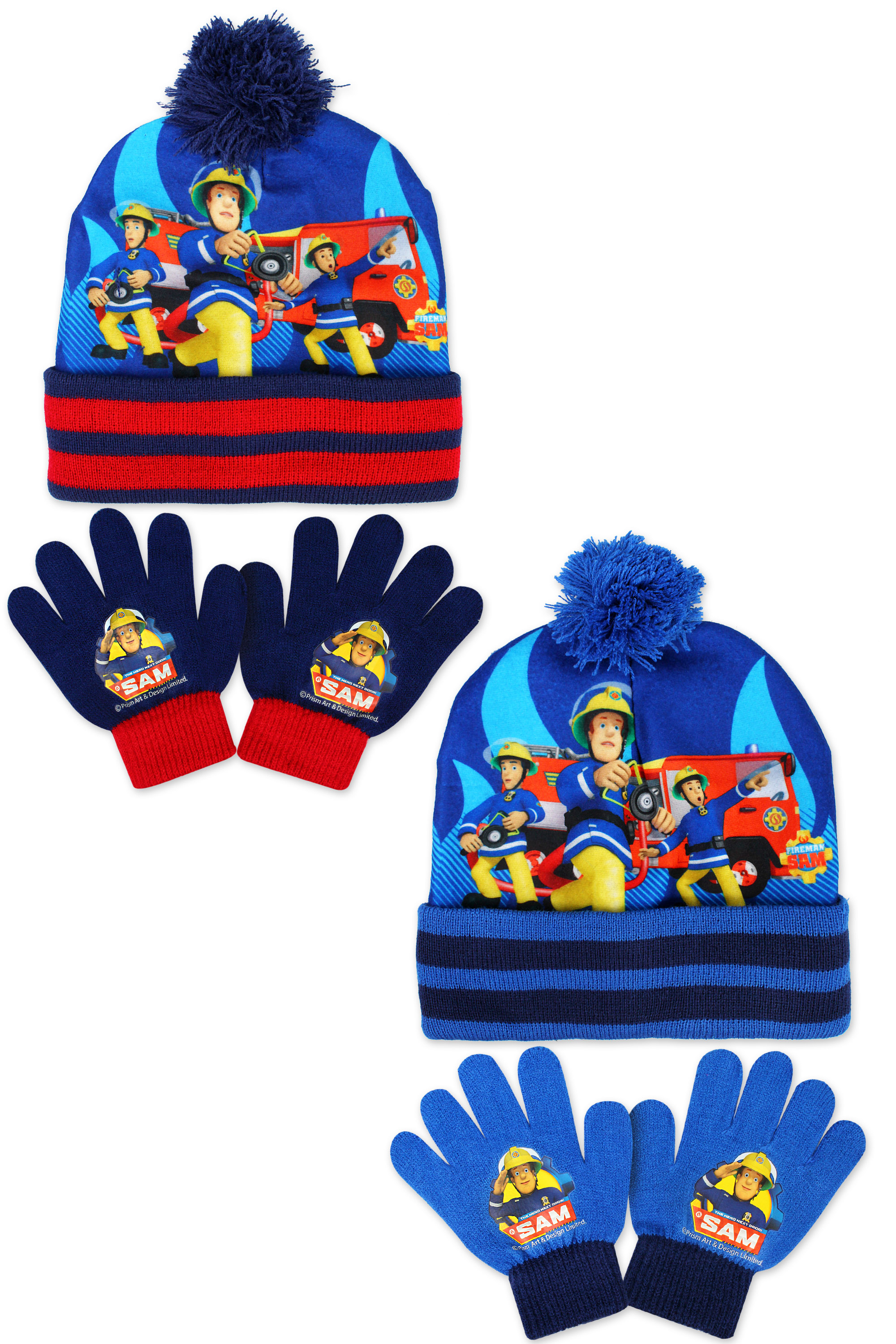 Feuerwehrmann Sam Bommel-Wintermütze mit Handschuhen