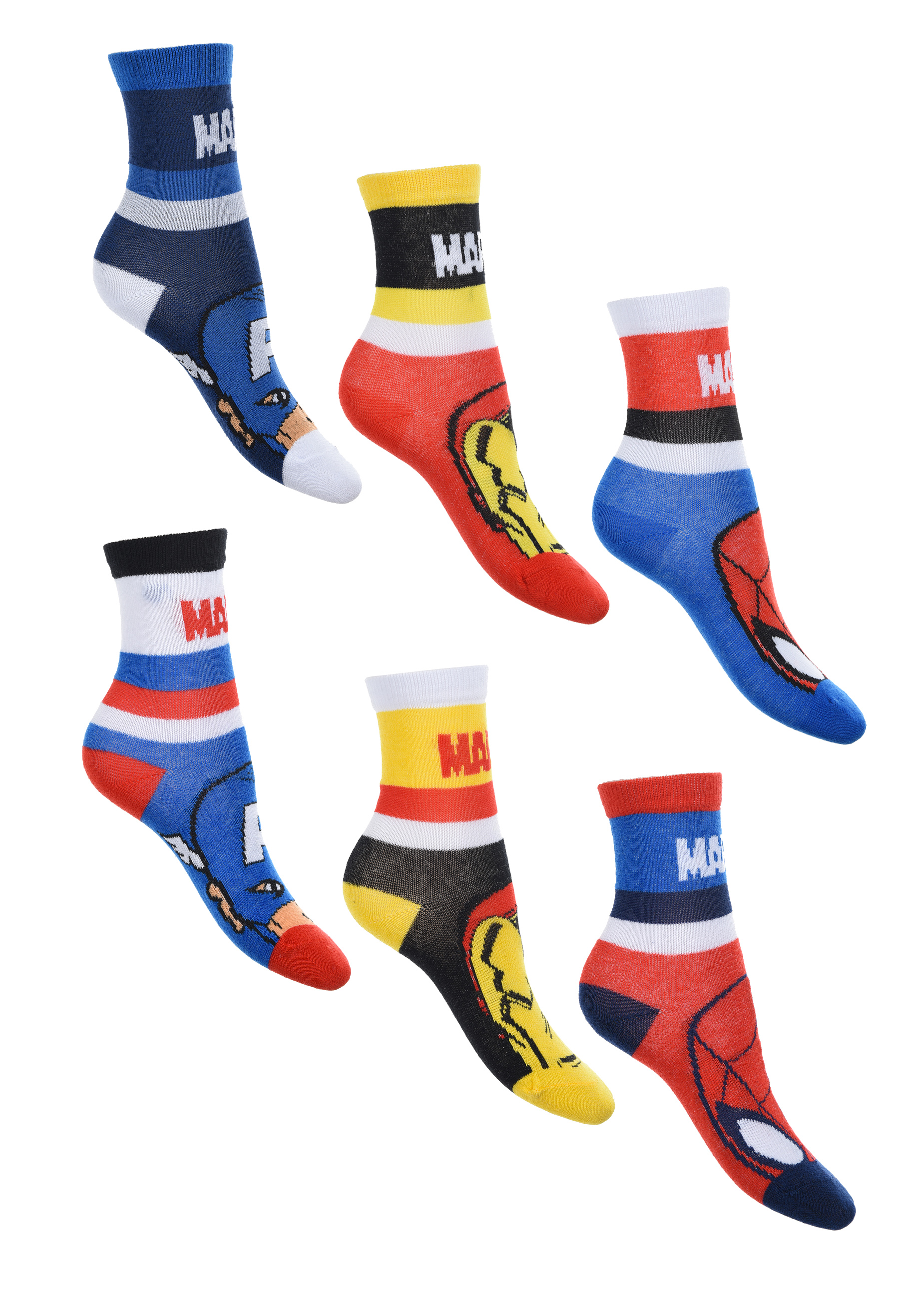 Avengers Spider-Man Iron Man Captain America Kinder Jungen Socken 6 Paar Strümpfe Paket