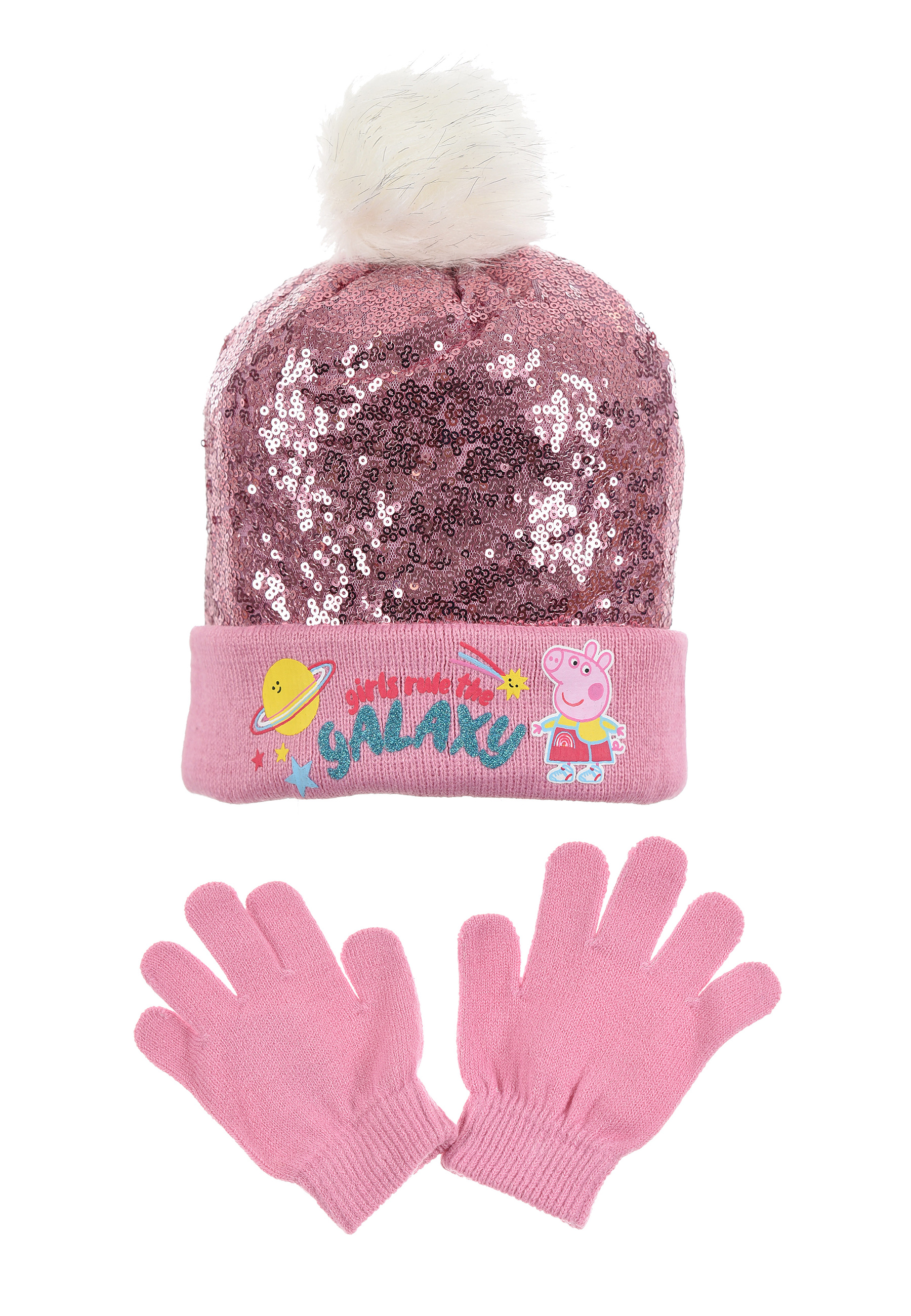 Peppa Pig Wutz Kinder Mädchen Winter-Set Winter-Mütze und Handschuhe