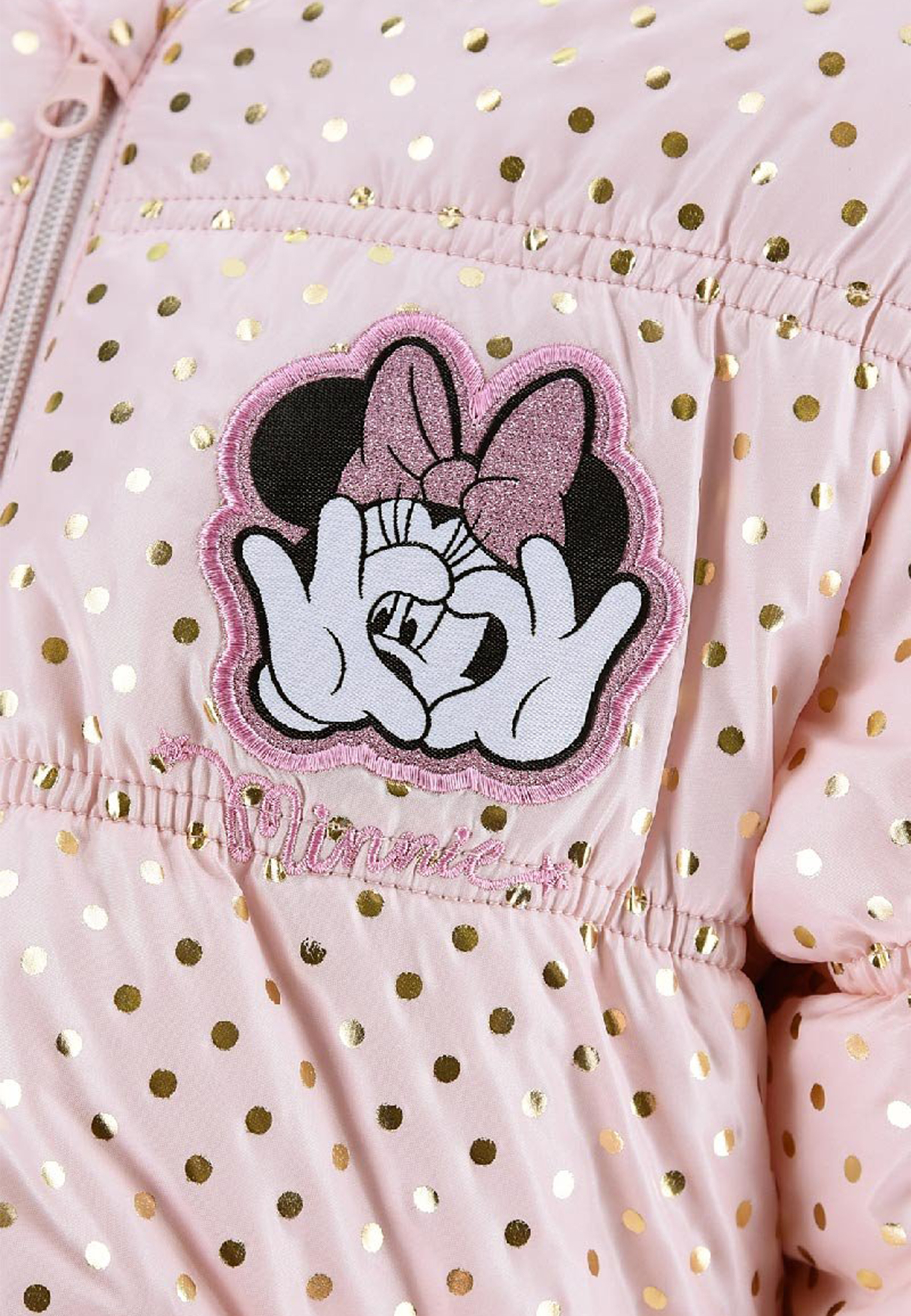 Minnie Mouse Kinder Mädchen Winter-Jacke gepunktet Pufferjacke Steppjacke mit Kapuze