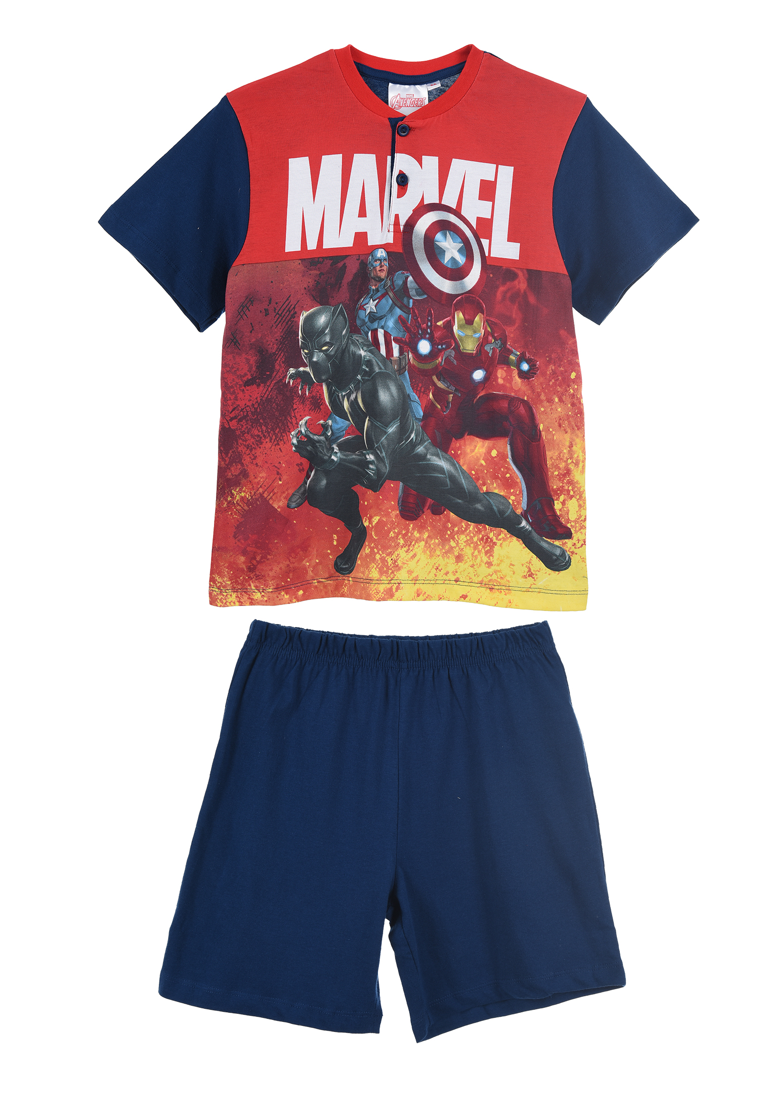 Avengers Captain America Ironman Black Panther Kinder Jungen Schlafanzug Pyjama Kurz T-Shirt und Short kurze Hose 