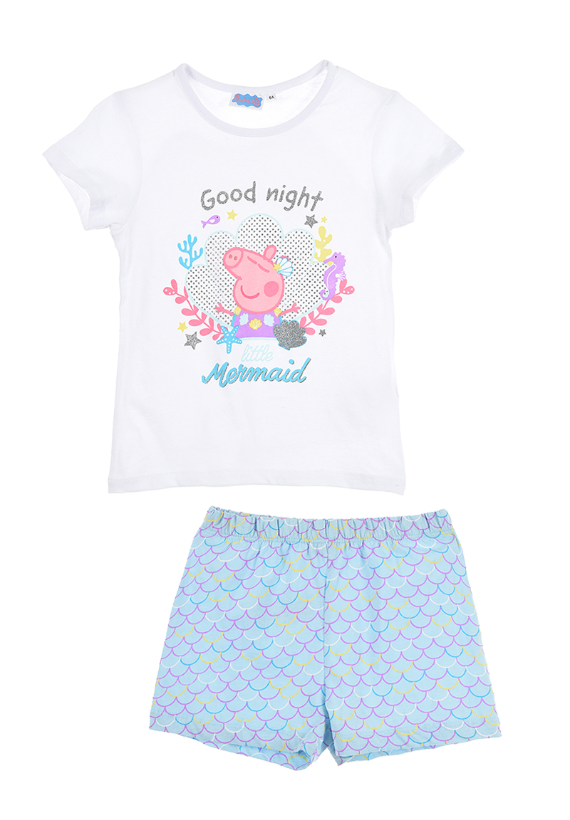 Peppa Pig Mädchen Pyjama Shirt und Short Kinder Sommer Schlafanzug kurzarm Oberteil kurze Hose