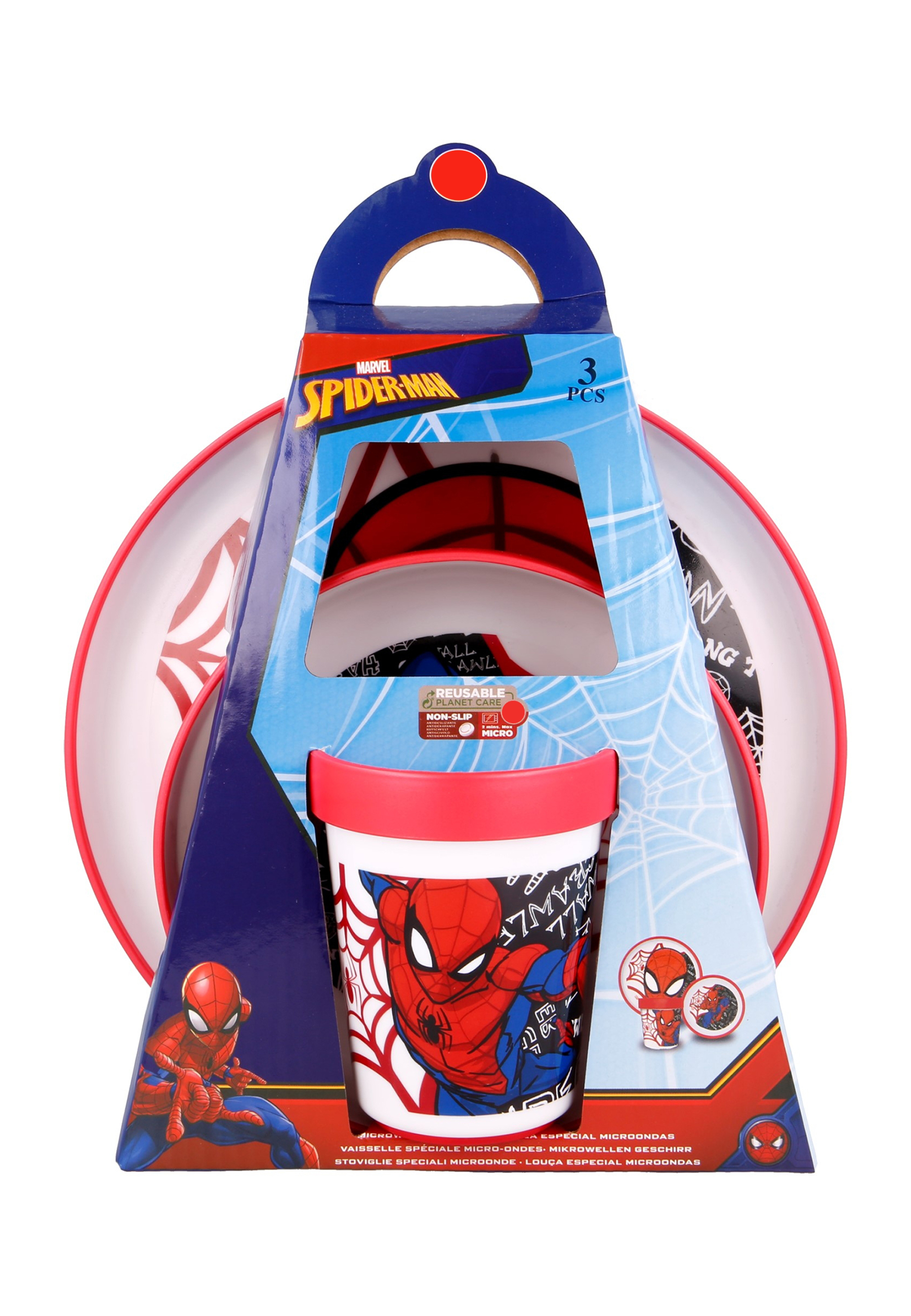 Spider-Man Kinder Geschirr-Set Teller Schale Becher 3 tlg. BPA-frei