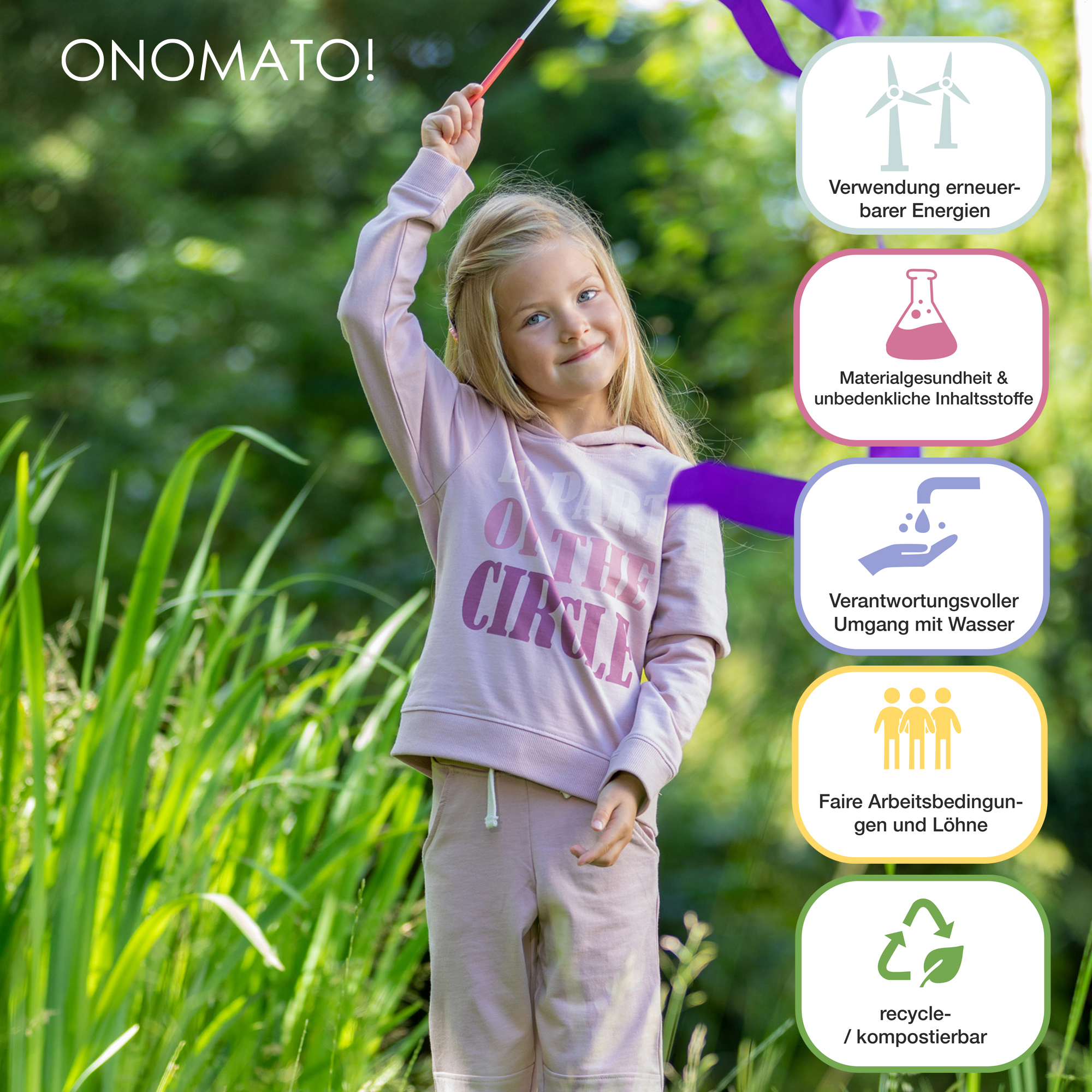 ONOMATO! Mädchen Kapuzen Pullover Hoodie Sweater Sweatshirt mit Kapuze Cradle to Cradle