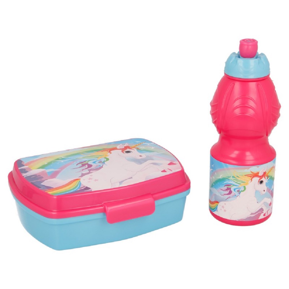 Einhorn Pausen-Set Brotdose + Trinkflasche Lunch-Set