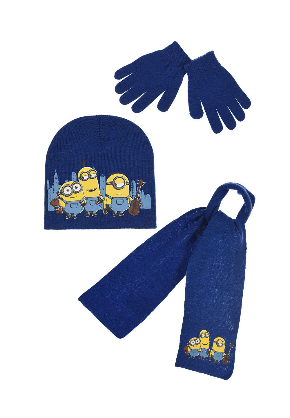 Minions Kinder Winter-Set 3-tlg. Mütze, Schal und Handschuhe Blau