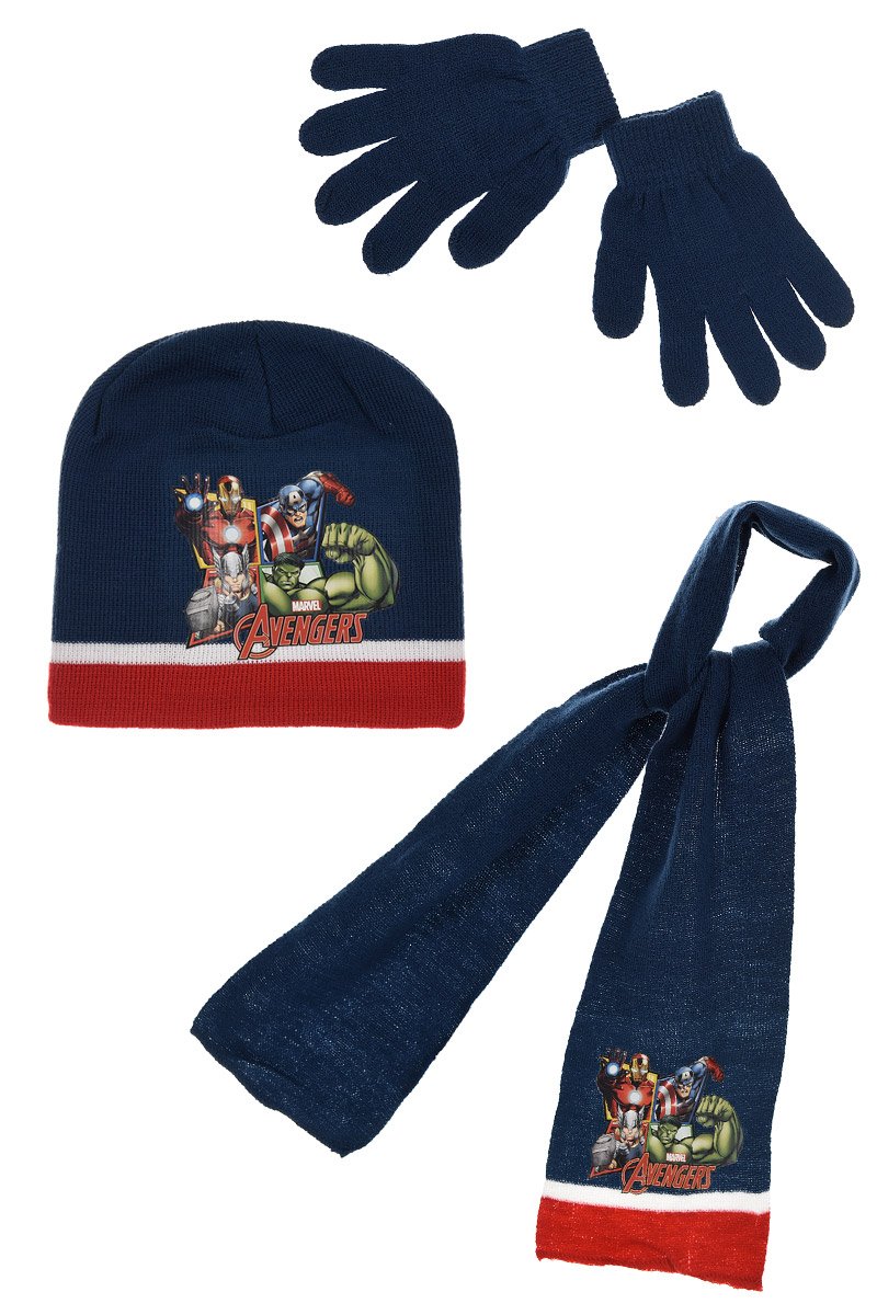 Marvel Avengers Thor Hulk Ironman Kinder Winter-Set 3-tlg. Mütze Schal Handschuhe