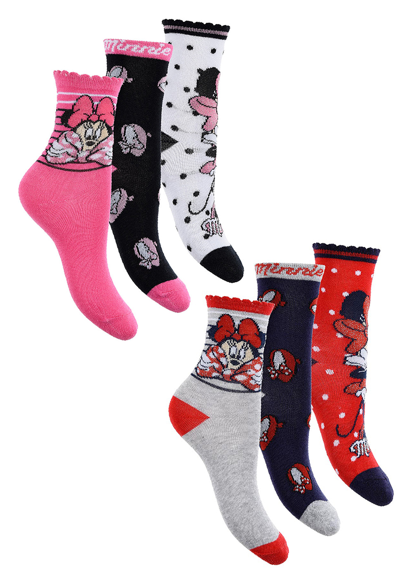 Minnie Mouse Kinder Mädchen Socken 6 Paar Strümpfe Paket Set 
