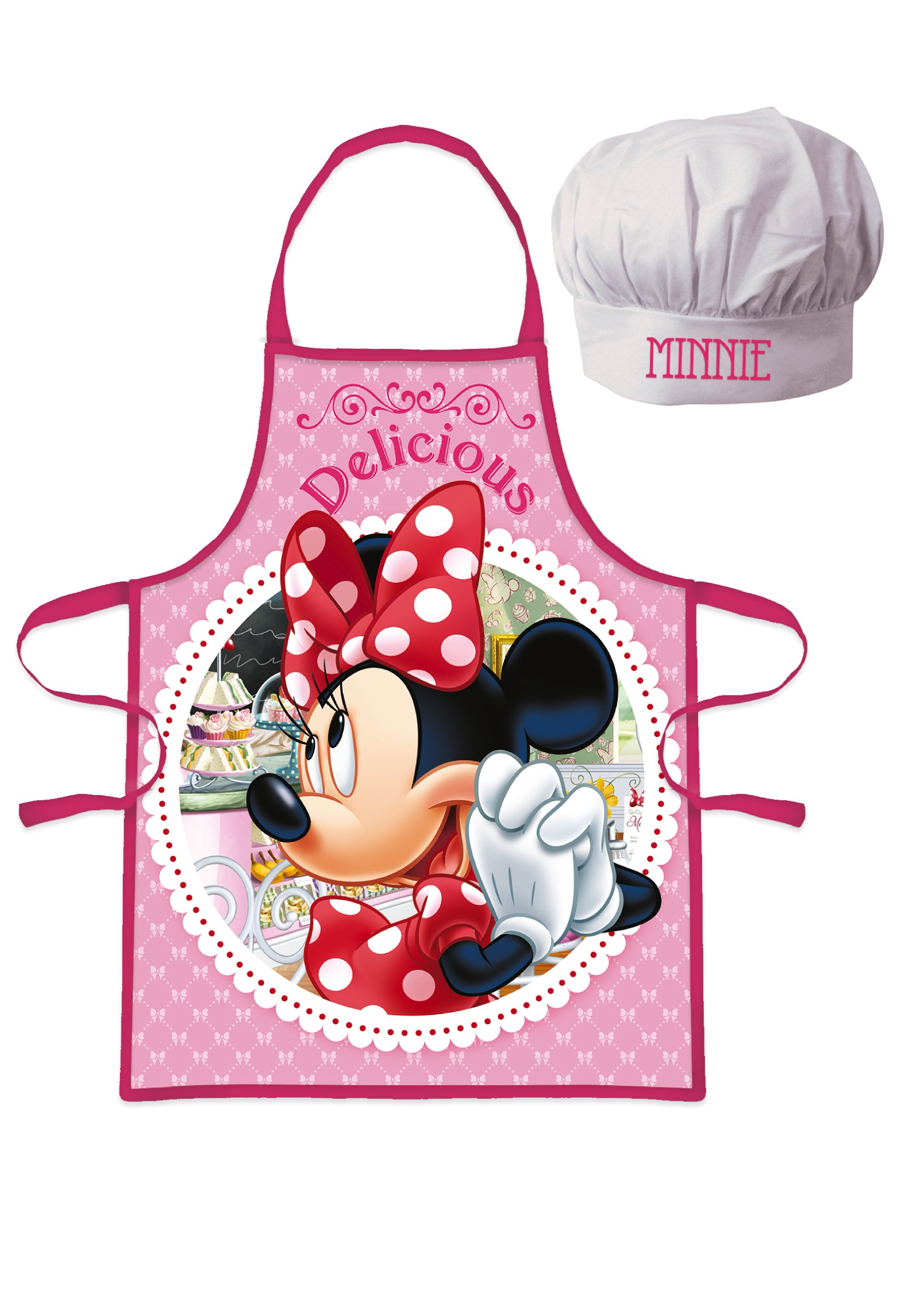 Minnie Mouse Chefkoch Geschenk Set 2 tlg. Kochmütze & Kochschürze