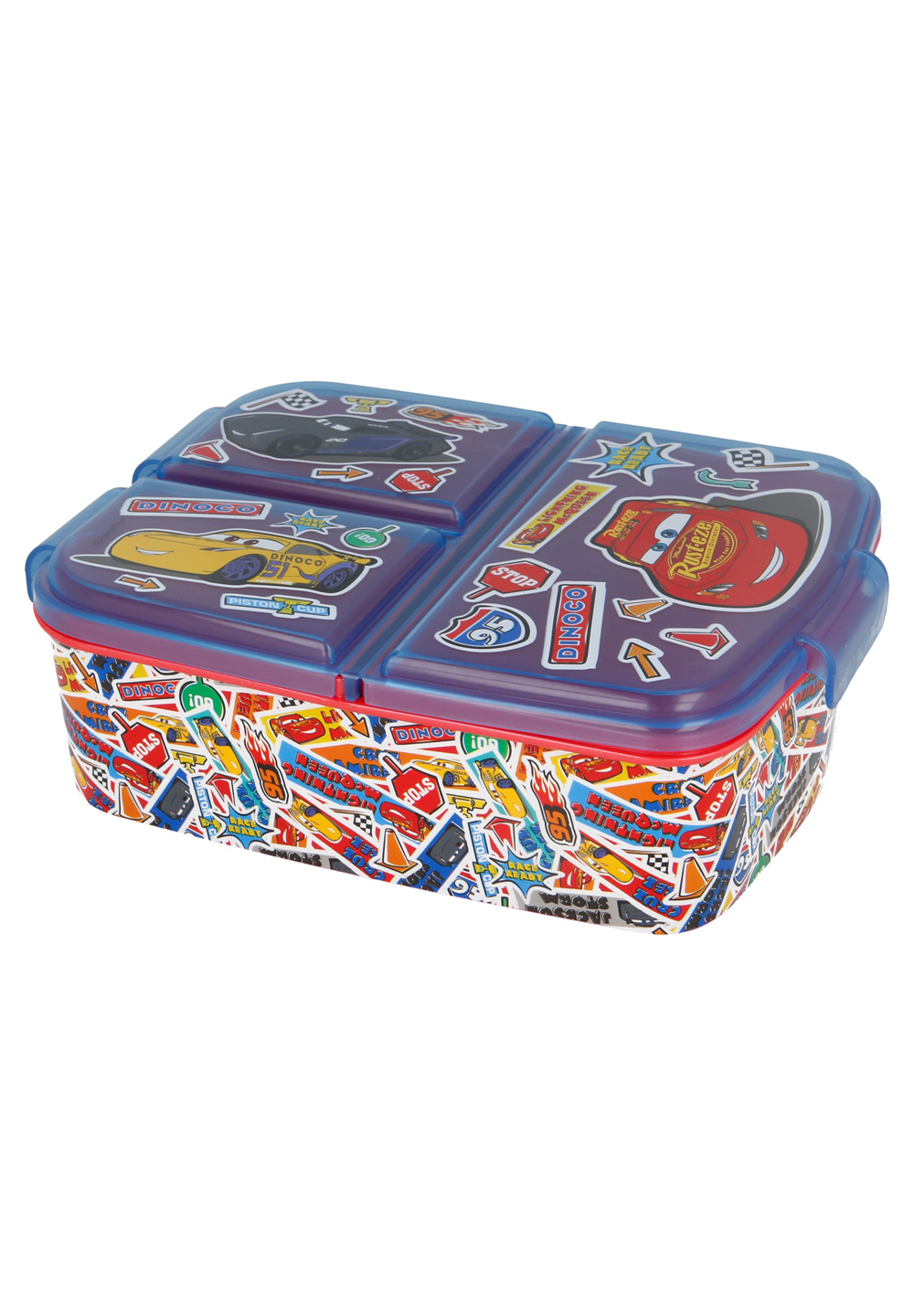 Cars Stickers Kinder Premium Brotdose Lunchbox Frühstücks-Box Vesper-Dose mit 3 Fächern