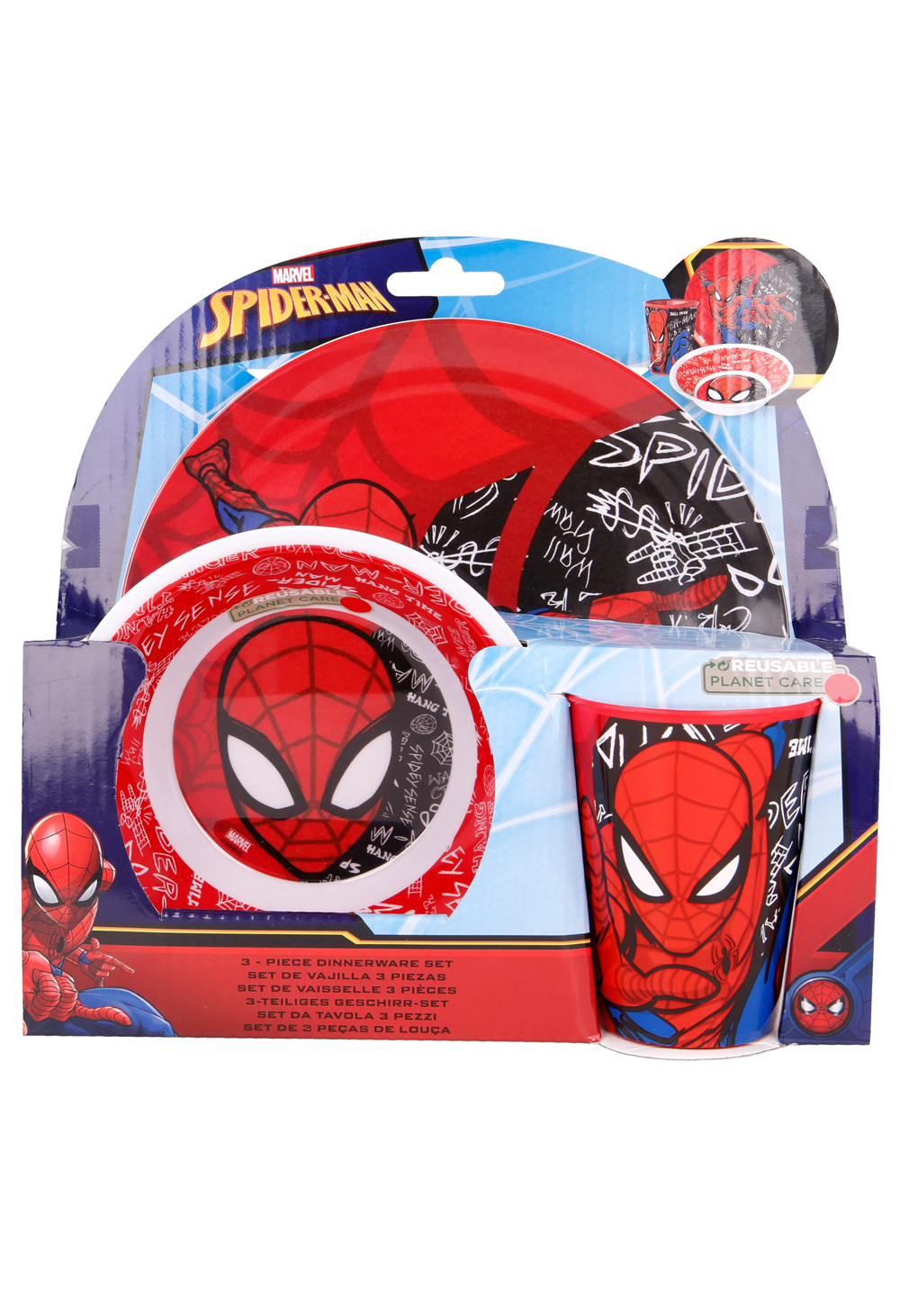 Marvel Spider-Man Urban Web Kinder-Geschirr Frühstücks-Set 3-tlg. Geschenk-Set BPA Frei