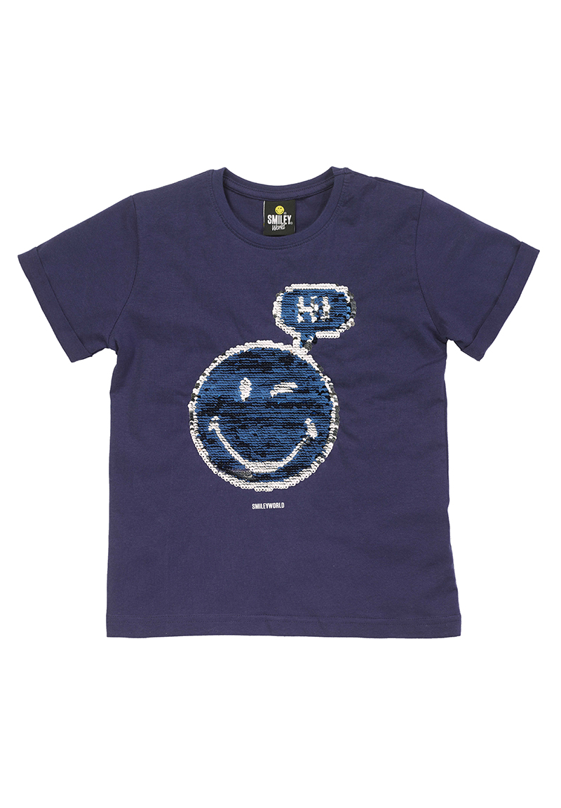 Smiley World T-Shirt Kinder Oberteil Wende Pailletten besetzt kurzarm Mädchen Jungen