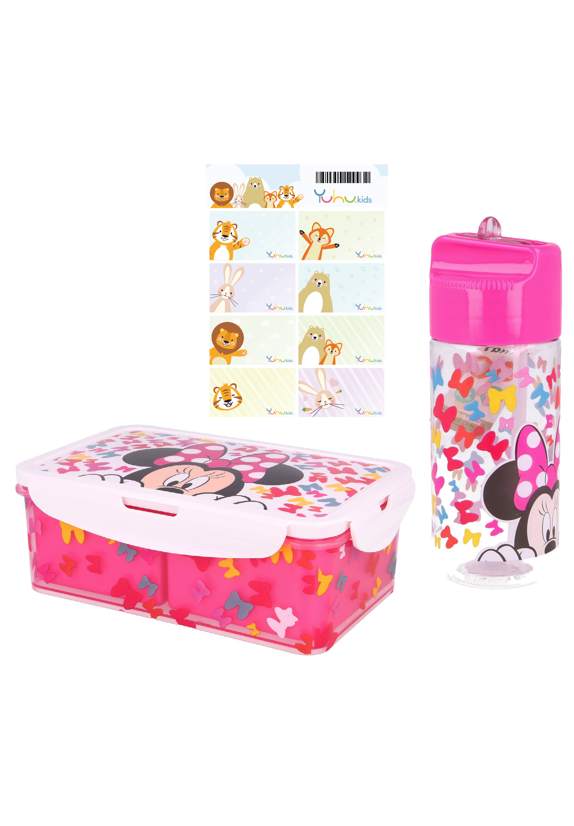 Minnie Mouse Lunch-Set Trinkflasche Sportflasche + Premium Brotdose Lunchbox BPA Frei
