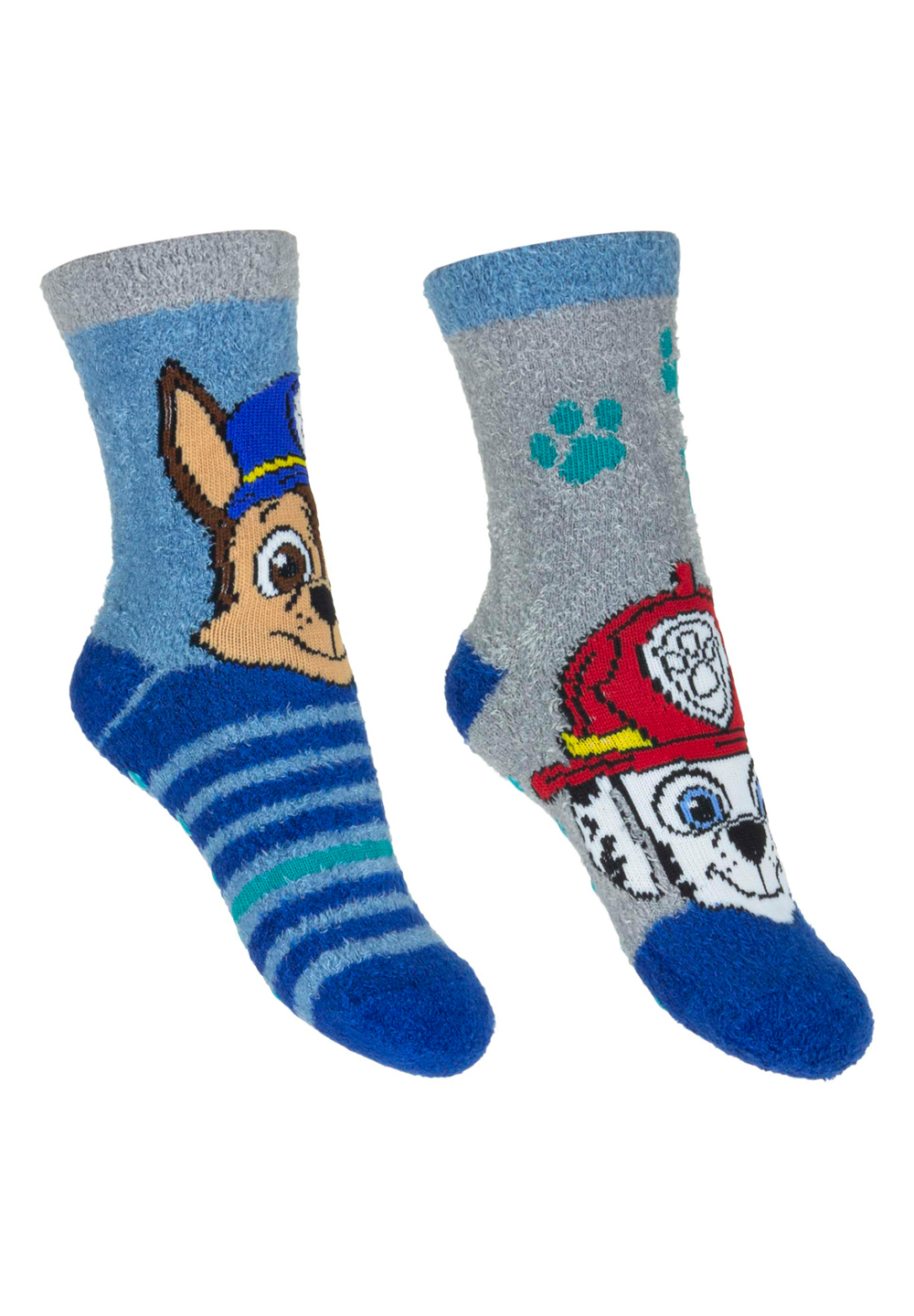 Paw Patrol Chase und Marshall Kinder Frottee Gumminoppen Stopper-Socken 2er Set 