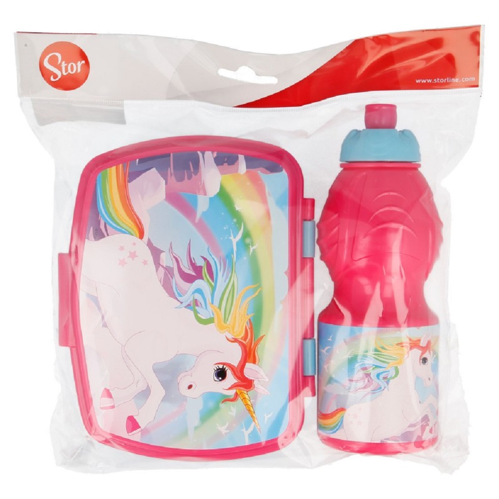 Einhorn Pausen-Set Brotdose + Trinkflasche Lunch-Set