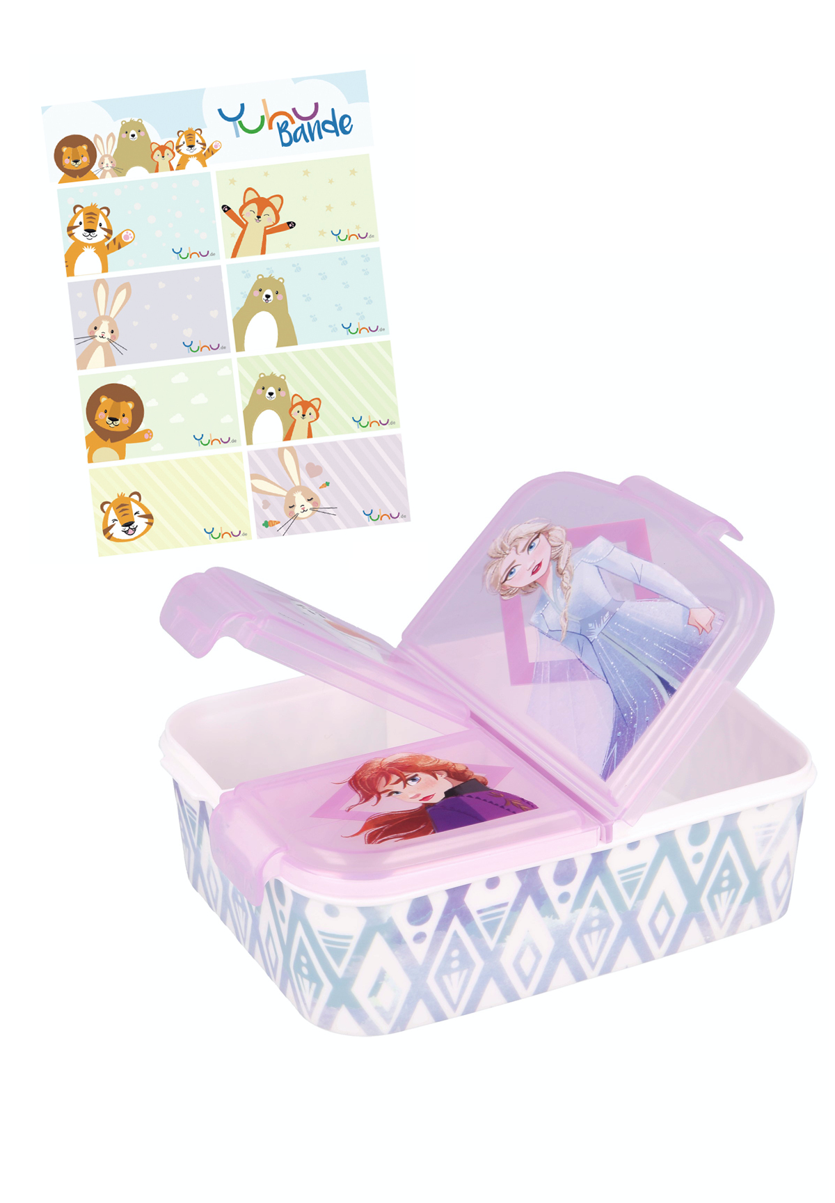 Frozen 2 - Die Eiskönigin II Elements Anna und Elsa Kinder Premium Lunchbox Brotdose Frühstücks-Box Vesper-Dose mit 3 Fächern