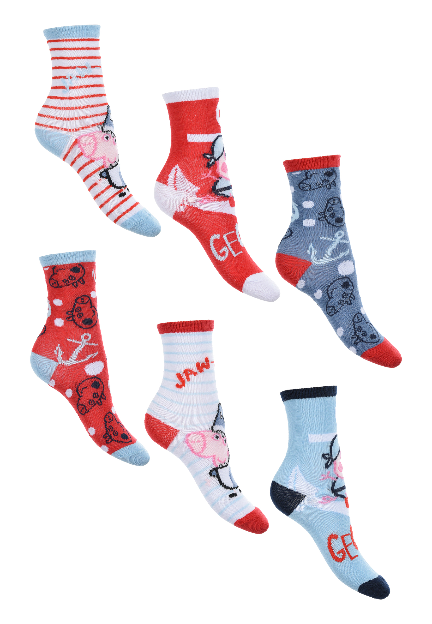 Peppa Wutz Pig George Socken-Set 6 Paar Strümpfe Kinder Jungen
