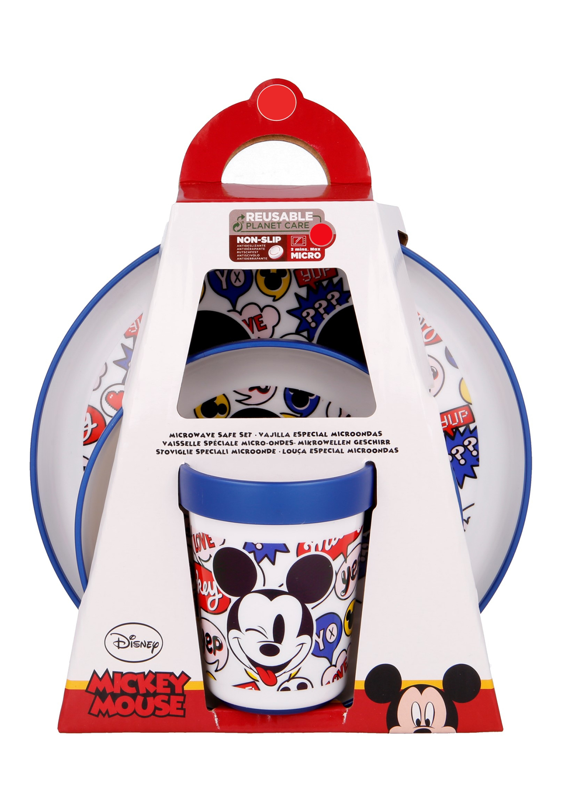 Mickey Mouse Kinder Geschirr-Set Teller Schale Becher 3 tlg. BPA-frei