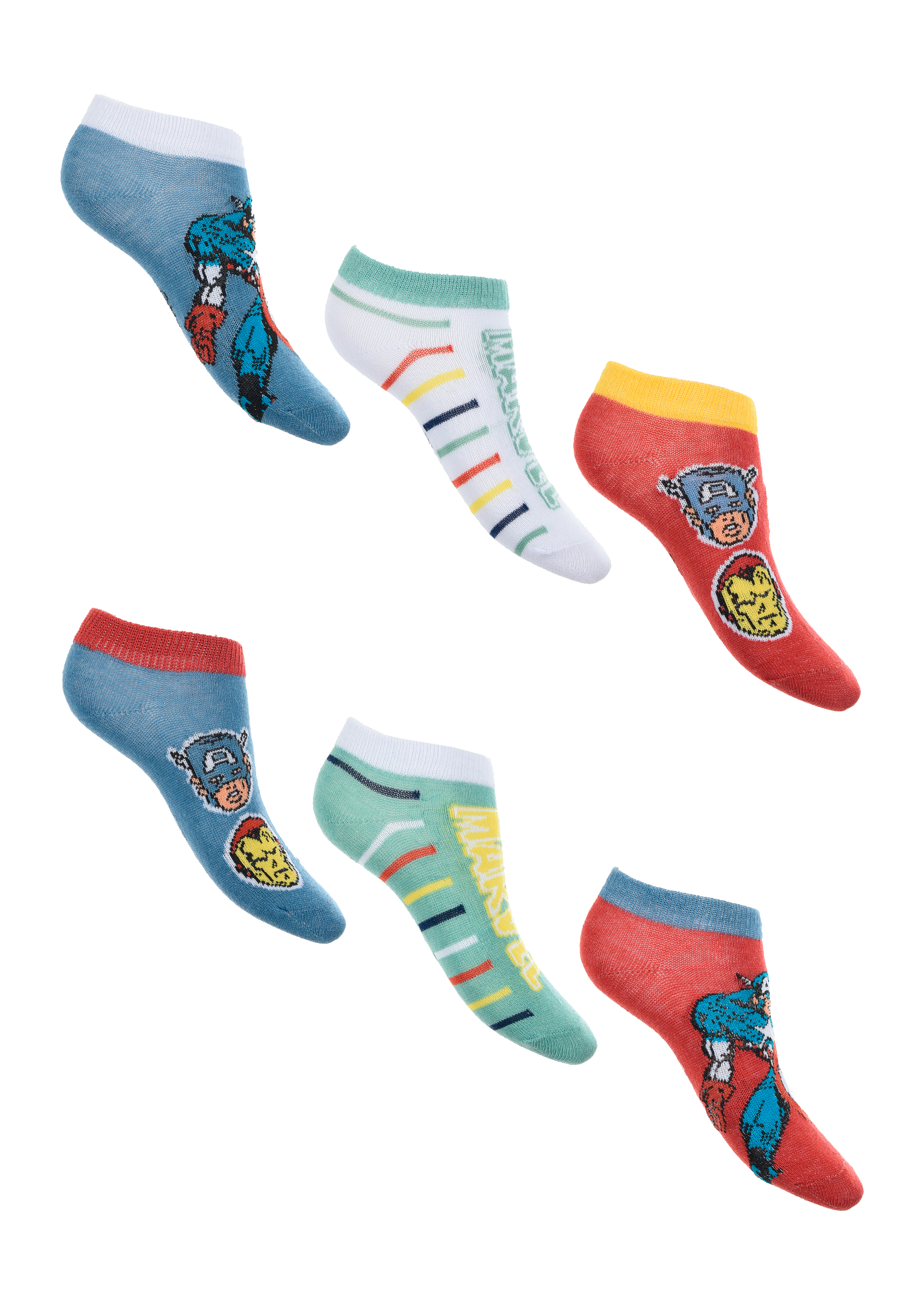 Avengers Iron Man Captain America Spider-Man Kinder Jungen Sneaker Socken 6 Paar Strümpfe Paket