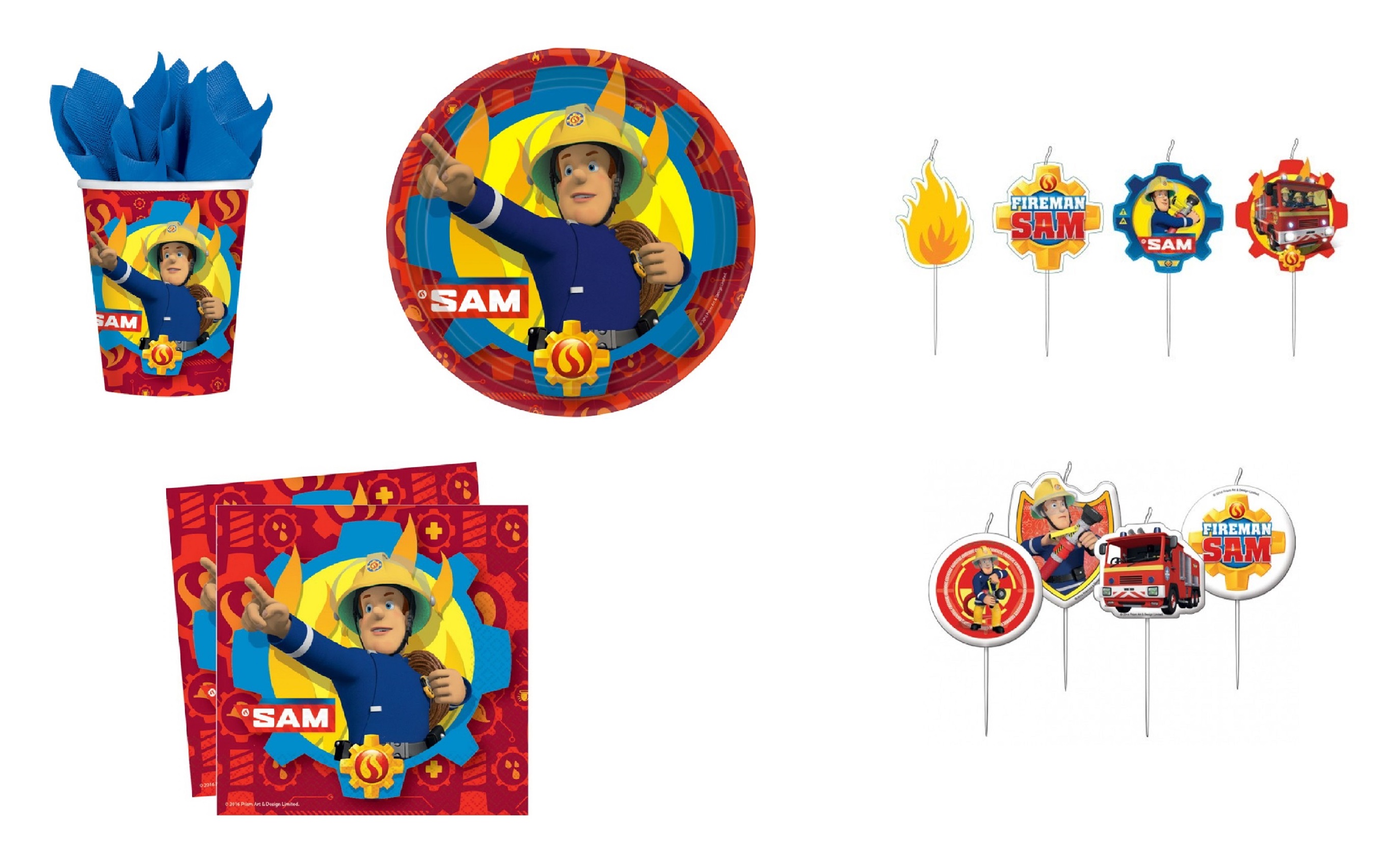 Feuerwehrmann Sam Partyartikel Pappbecher / Pappteller / Servietten