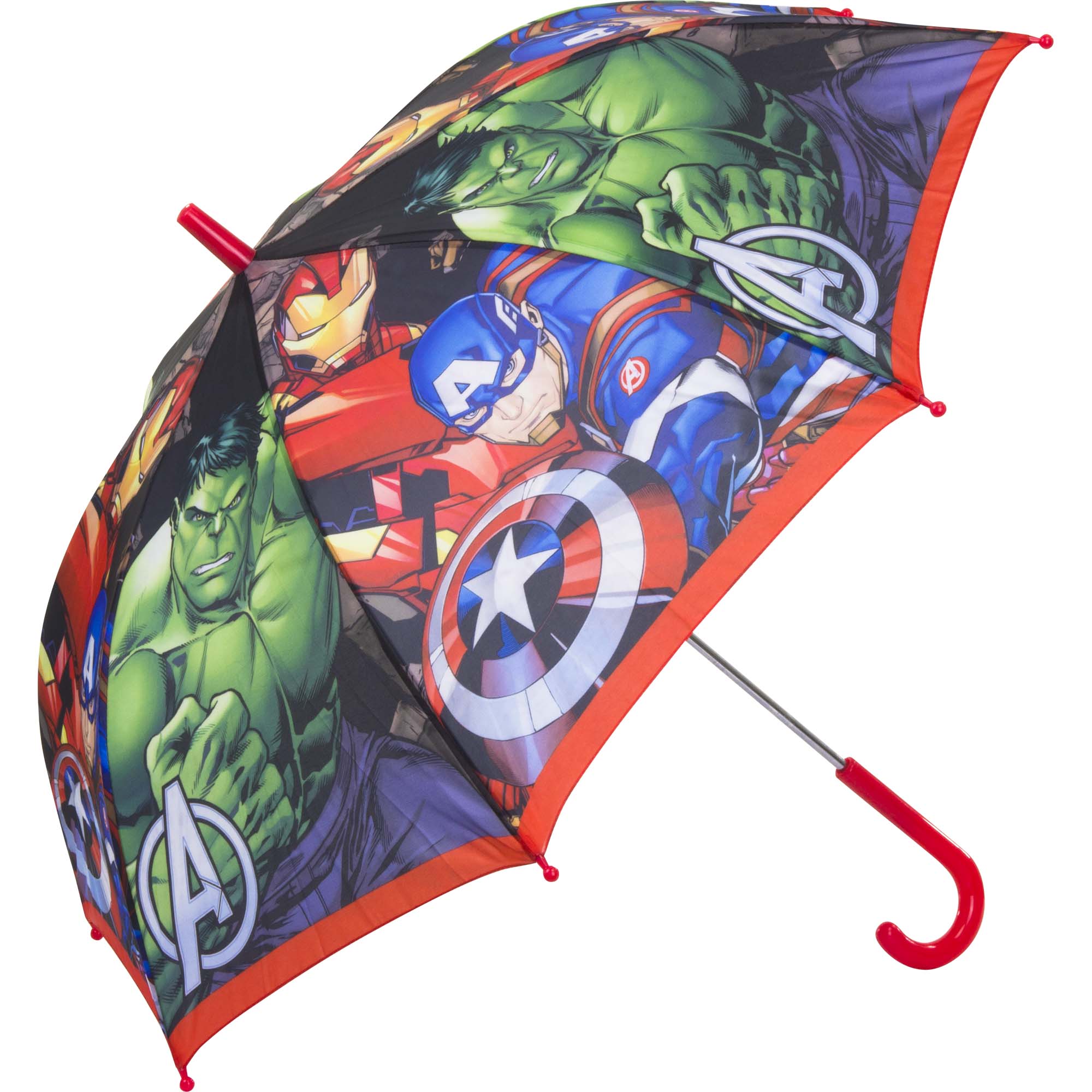 Marvel Avengers Kinder-Regenschirm mit Hulk, Ironman und Captain America Stockschirm