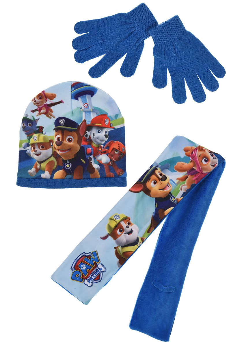 Paw Patrol Kinder Winter-Set 3-tlg. Mütze, Schal & Handschuhe Blau