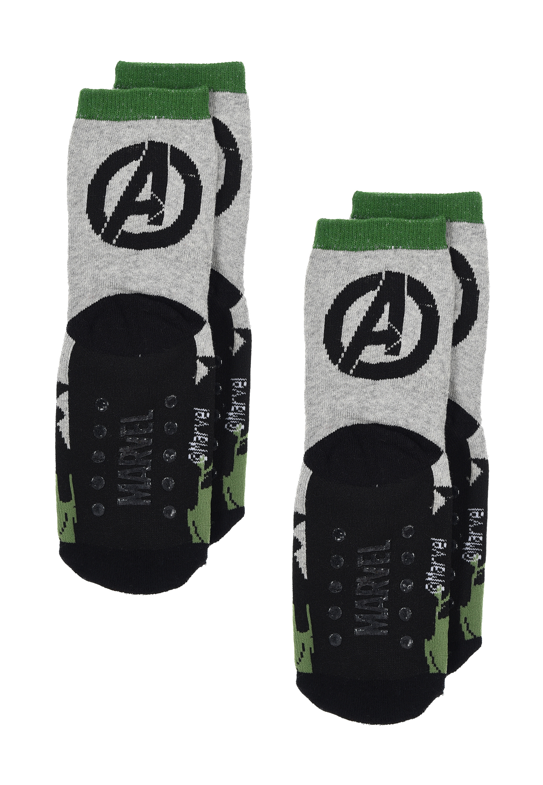 Avengers Hulk Kinder Jungen Socken 2 Paar Set Gumminoppen Stopper-Socken Strümpfe 