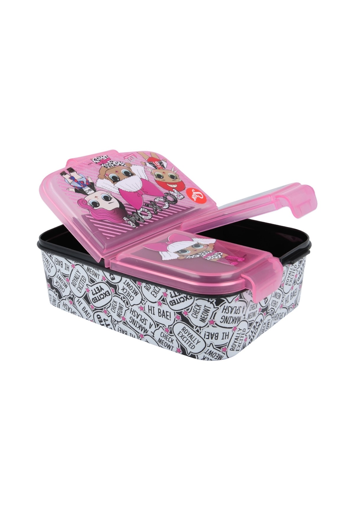 L.O.L. Suprise LOL Kinder Premium Brotdose Lunchbox Frühstücks-Box Vesper-Dose mit 3 Fächern