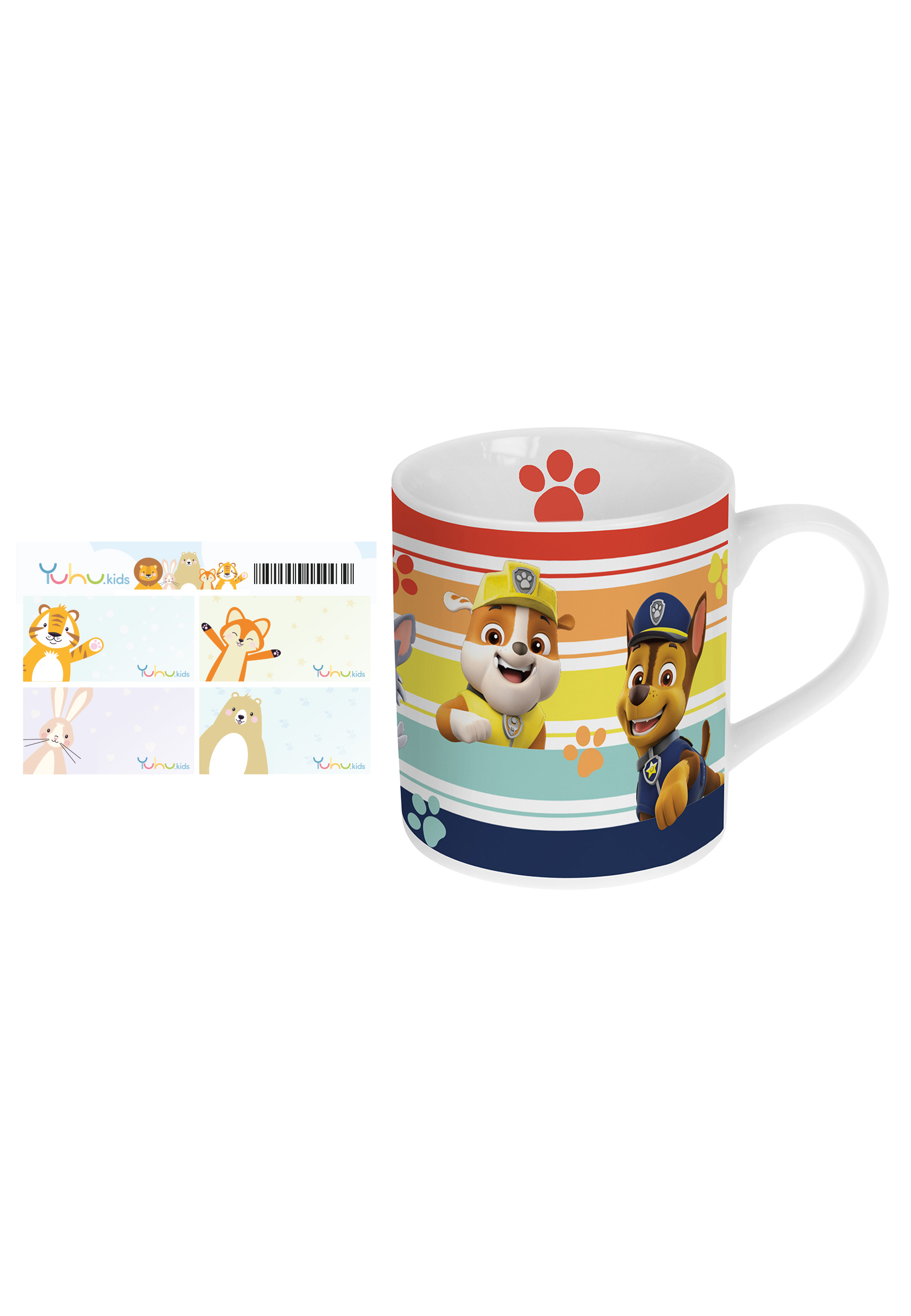 Paw Patrol Kinder-Becher Jungen Tasse im Geschenkkarton Chase, Marshall, Rubble und Rocky