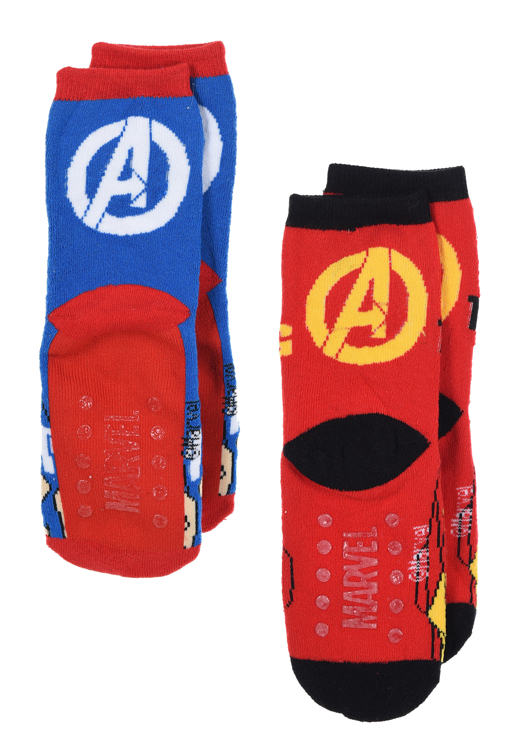 Avengers Captain America Ironman Kinder Jungen Socken 2 Paar Gumminoppen Stopper-Socken Strümpfe Avengers Captain America Ironman Kinder Jungen Socken 2 Paar Gumminoppen Stopper-Socken Strümpfe