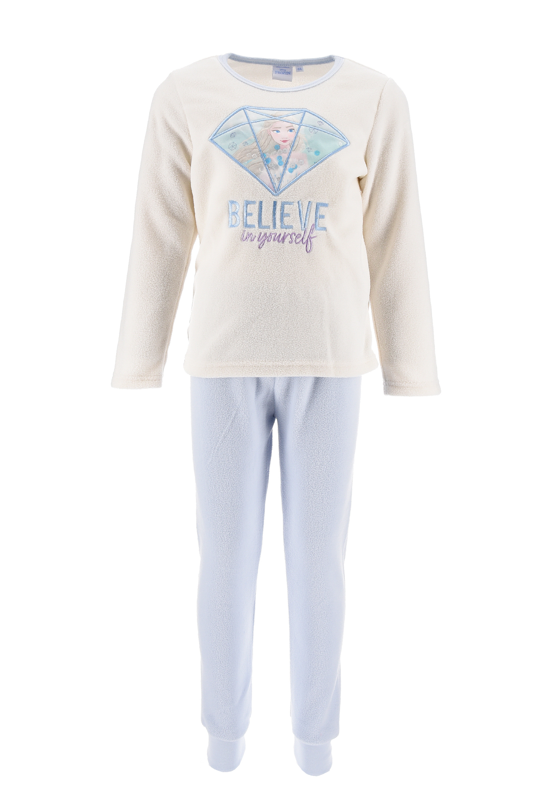 Frozen - Die Eiskönigin Elsa Polar Fleece Schlafanzug Kinder Pyjama Langarm-Shirt mit Schlaf-Hose