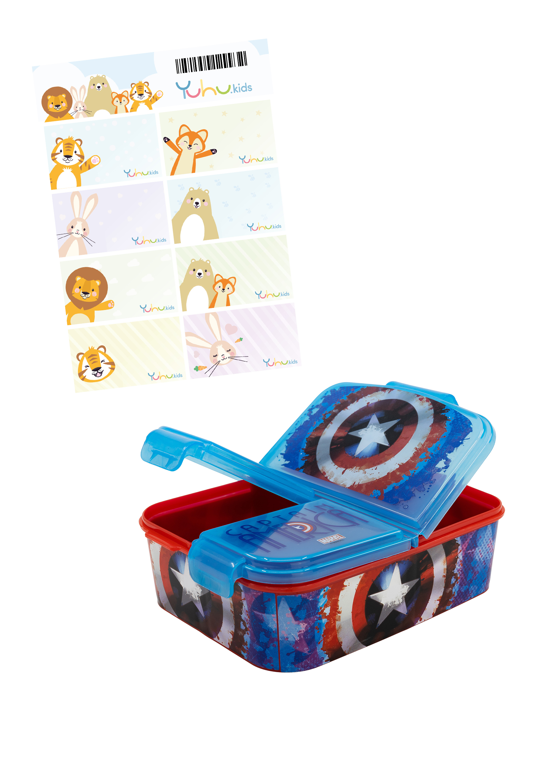 Avengers Captain America Kinder Premium Brotdose Lunchbox Frühstücks-Box Vesper-Dose mit 3 Fächern