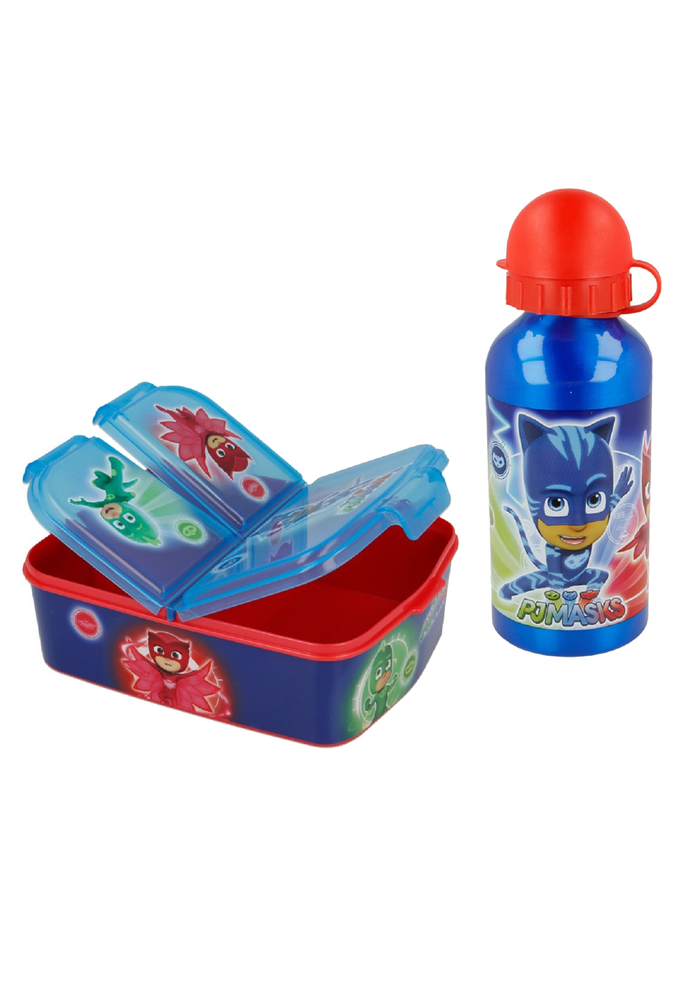 PJ Masks Pyjamahelden Set Premium Brotdose + Alu-Trinkflasche