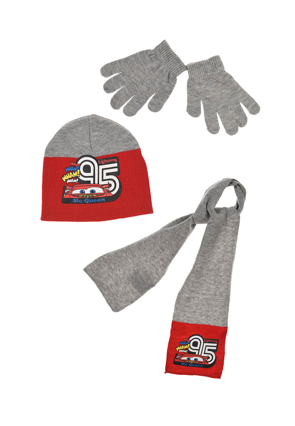 Disney Cars Kinder Winter-Set 3-tlg. Winter-Mütze Schal Handschuhe Grau