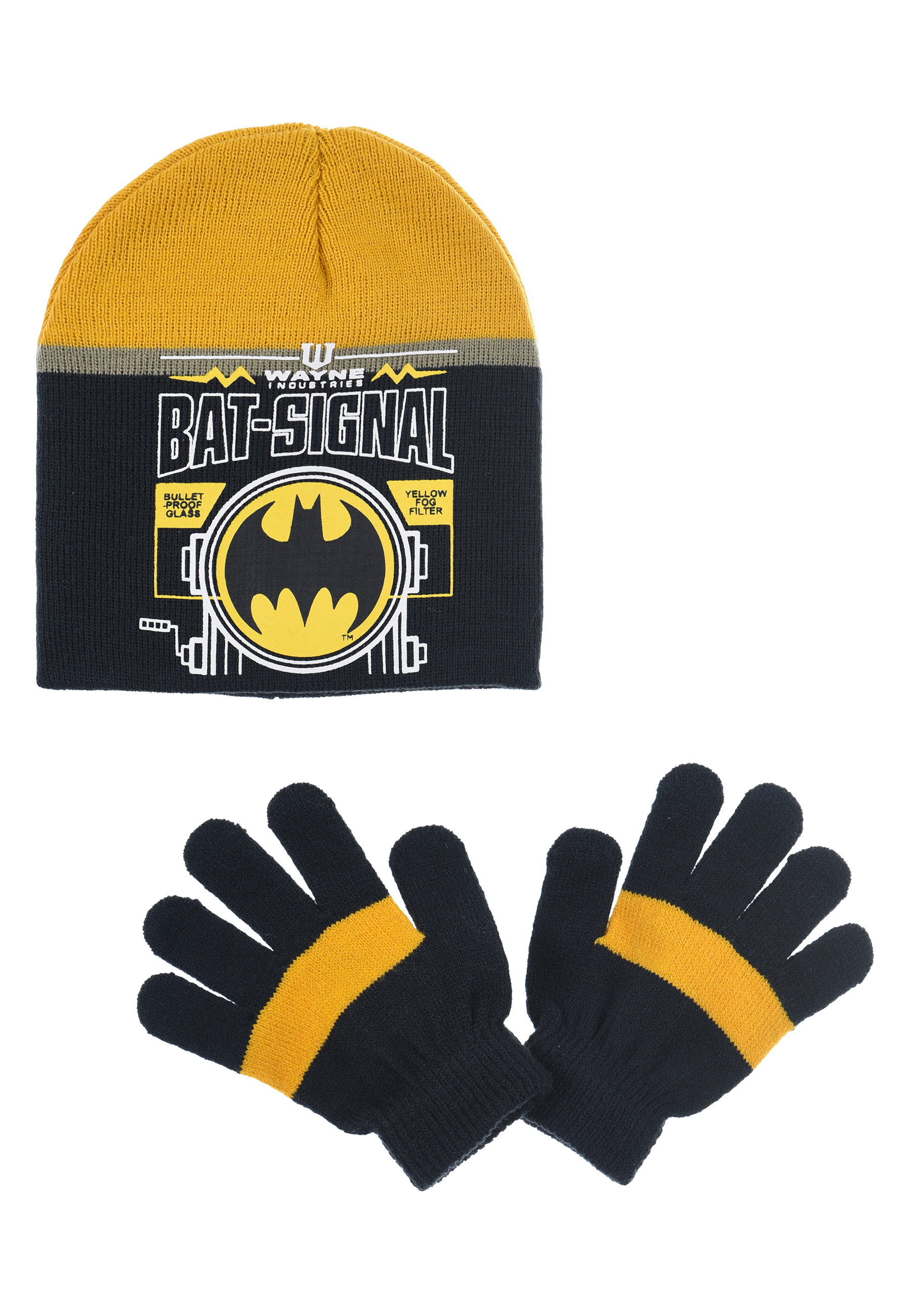 Batman Kinder Jungen Winter-Set Winter-Mütze und Handschuhe