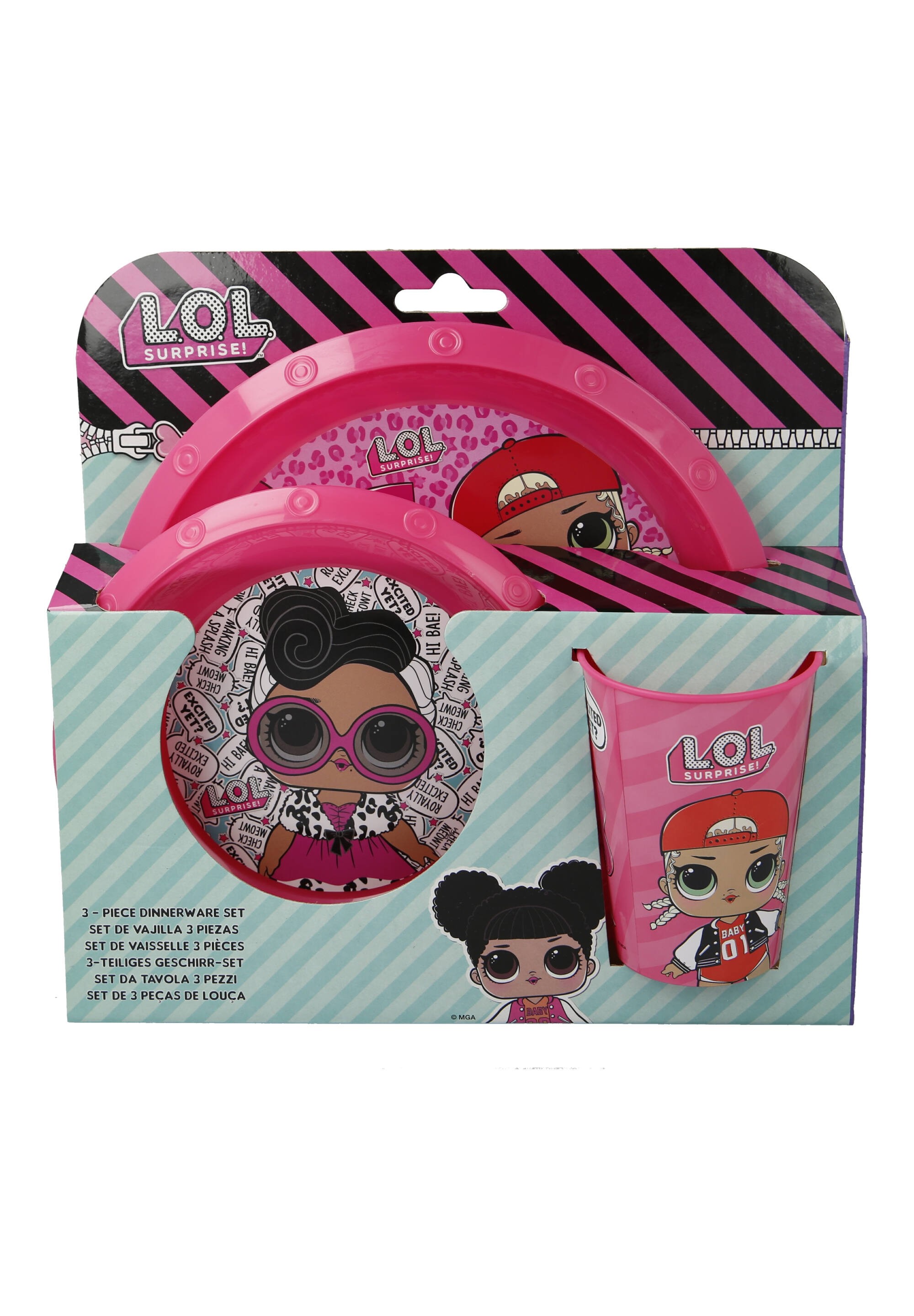 L.O.L. Suprise LOL Kinder Geschirr Frühstücks-Set 3-tlg. Geschenk-Set