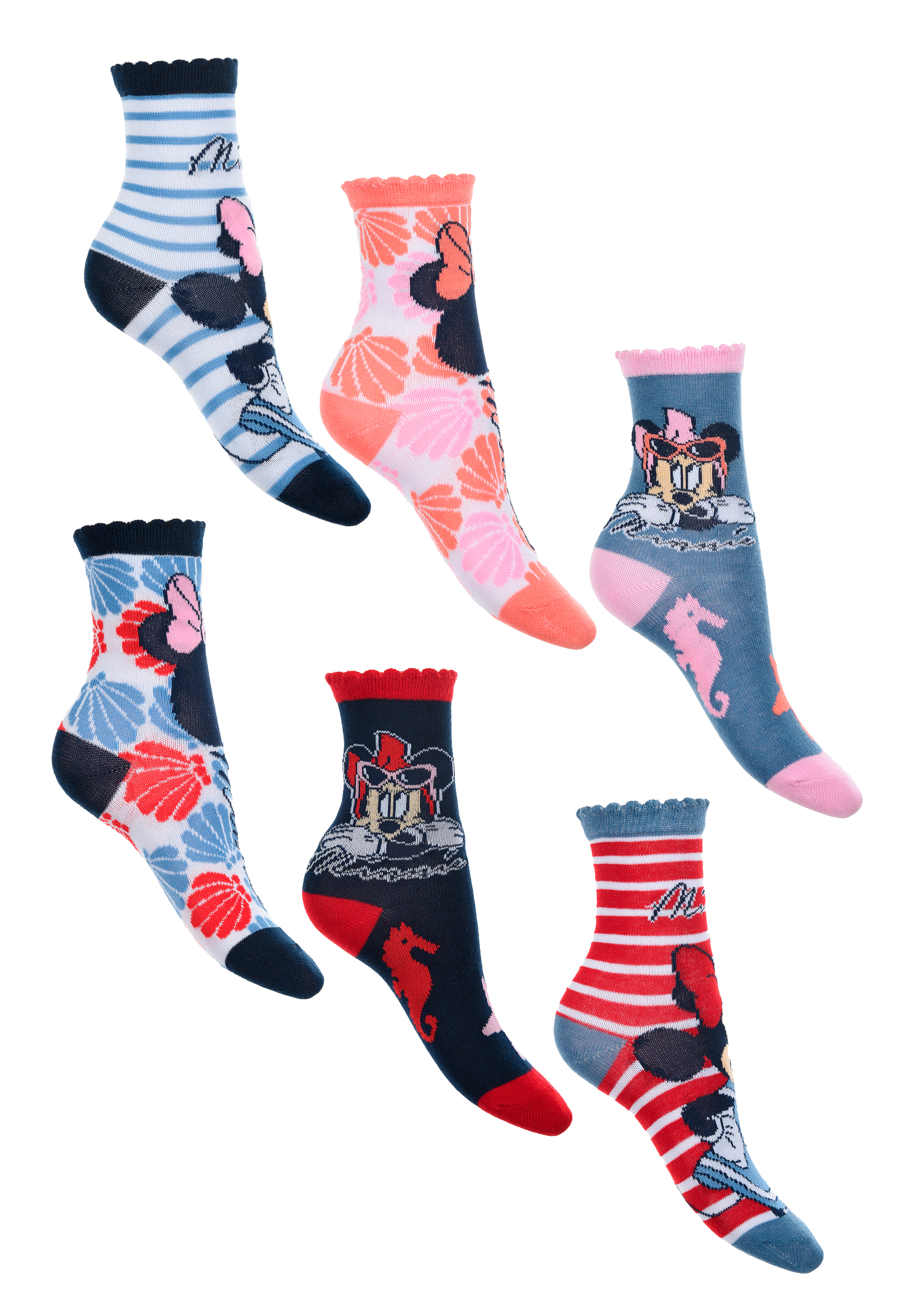 Minnie Mouse Kinder Mädchen Socken 6 Paar Strümpfe Paket   
