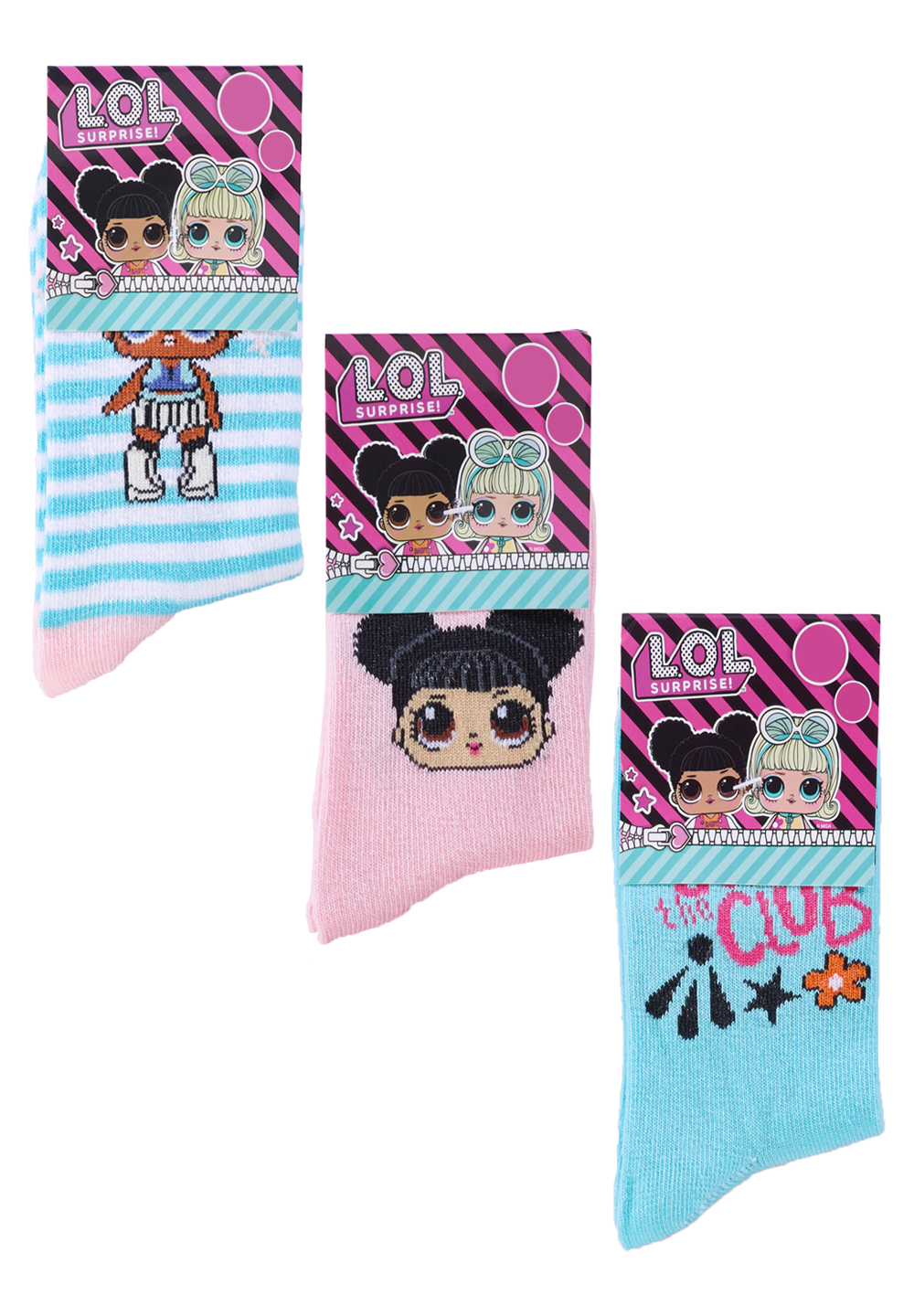 L.O.L. Surprise LOL Socken-Set 3 Paar Kinder Mädchen Socken Strümpfe