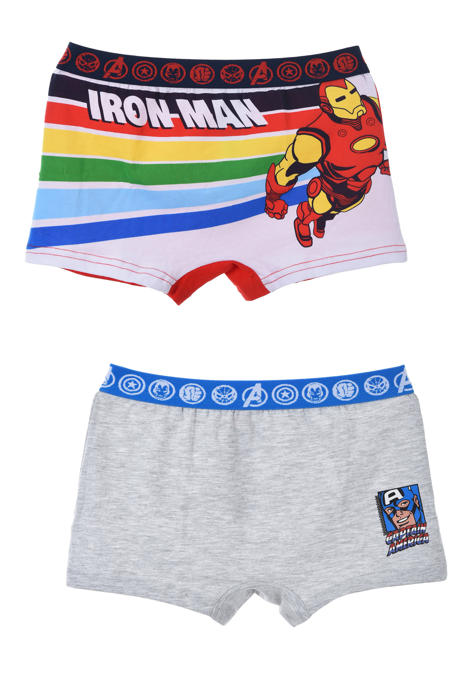 Avengers Jungen Boxershort Unterwäsche Unterhose 2er Set Weiß + Grau