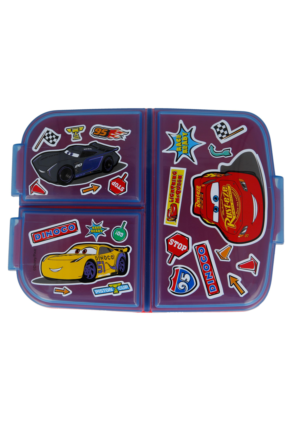 Cars Stickers Kinder Premium Brotdose Lunchbox Frühstücks-Box Vesper-Dose mit 3 Fächern
