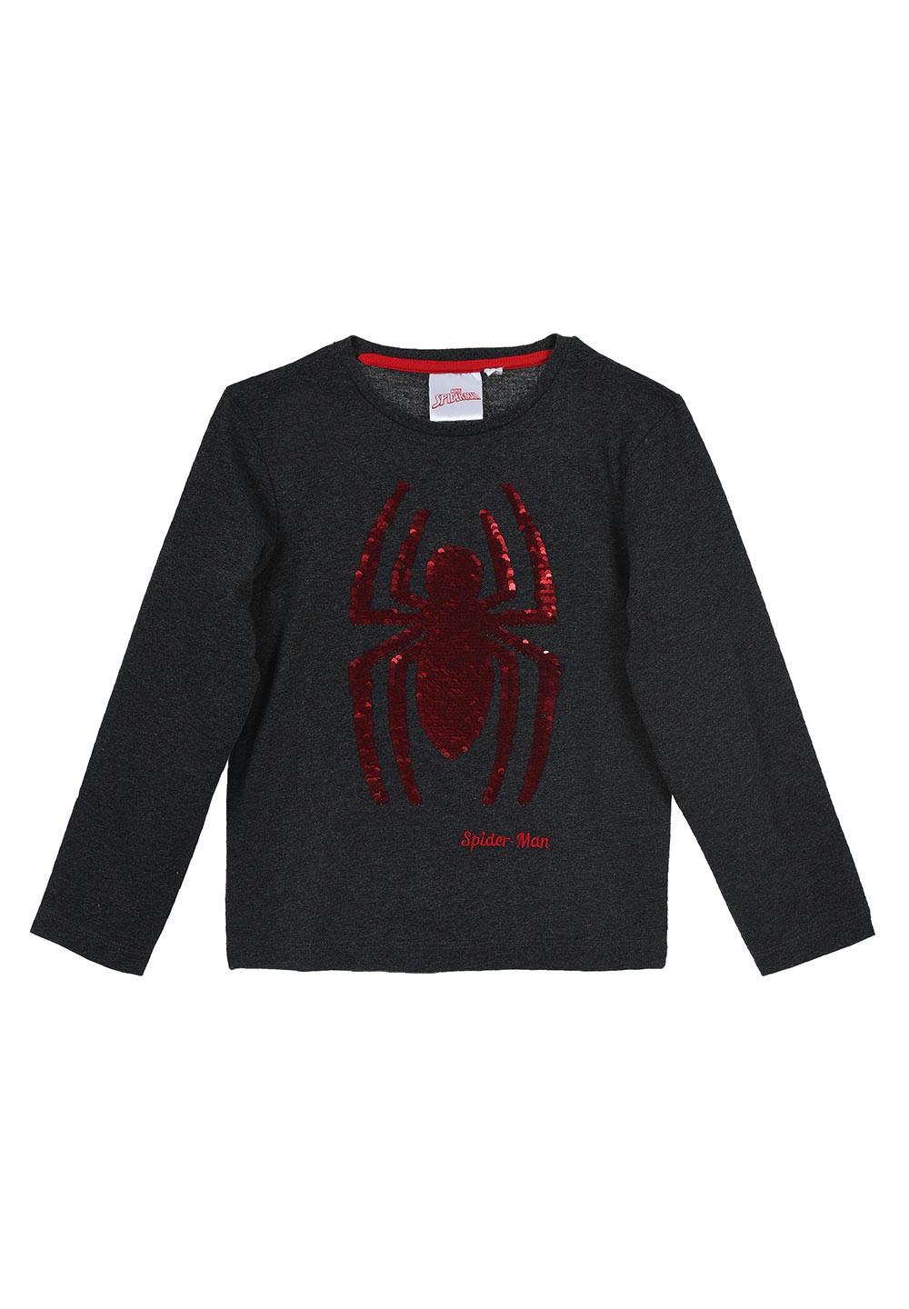 Spider-Man Kinder Jungen Langarm-shirt Longsleeve mit Wende-Pailletten Logo