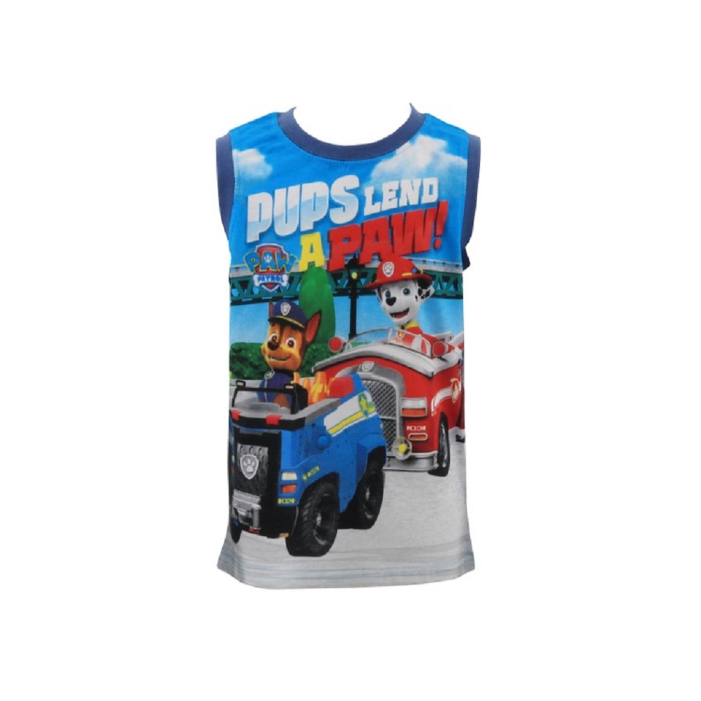 Paw Patrol Chase & Marshall Jungen Kinder Tank Top T-Shirt Blau