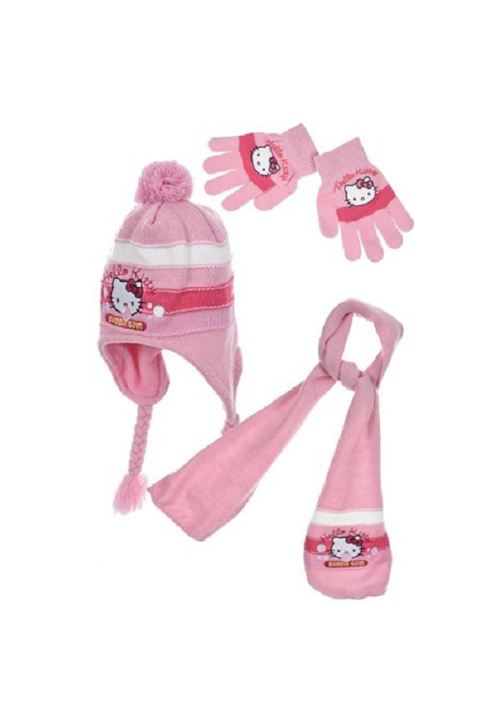 Hello Kitty Kinder Winter-Set 3 tlg. Mütze, Schal & Handschuhe