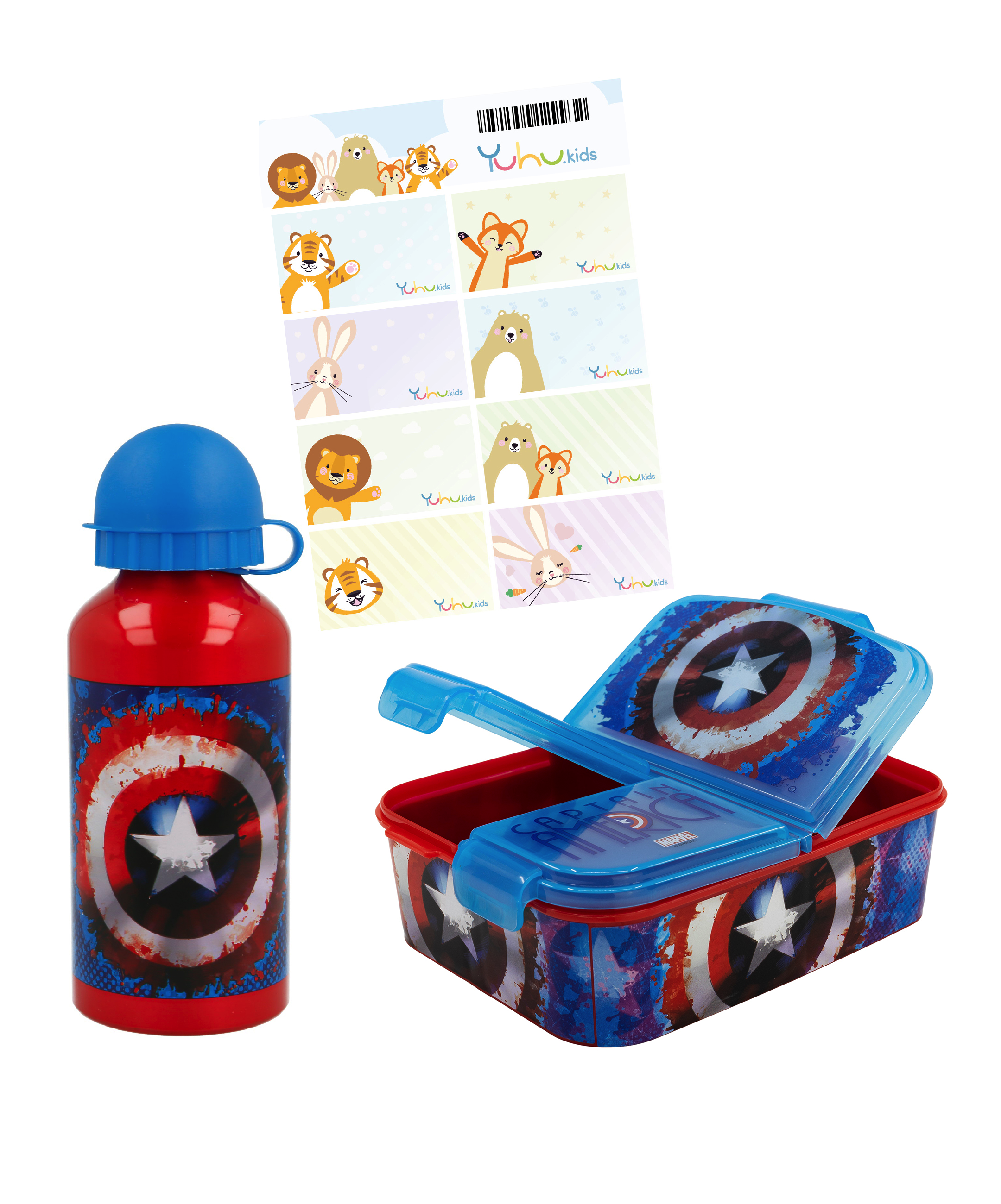 Avengers Captain America Kinder Lunch-Set Premium Brotdose + Aluminium Trinkflasche BPA FREI
