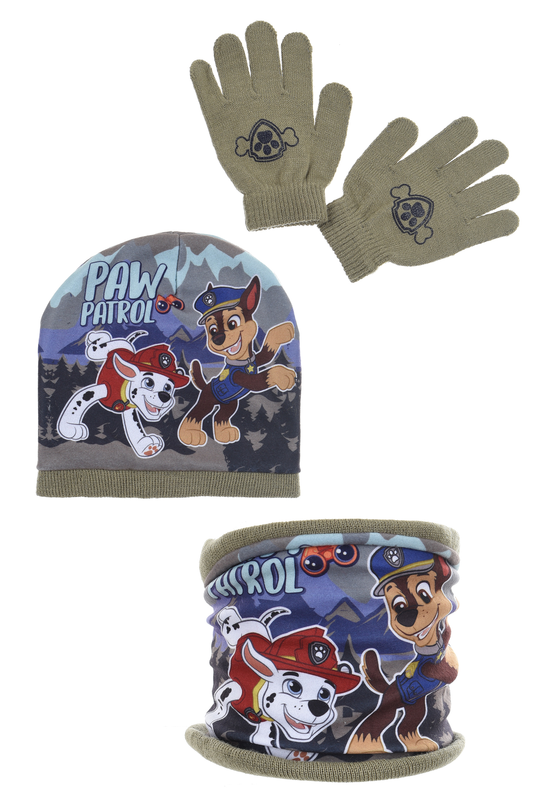 Paw Patrol Kinder Winter-Set 3 tlg. Mütze, Schlauchschal & Handschuhe Chase Marshall